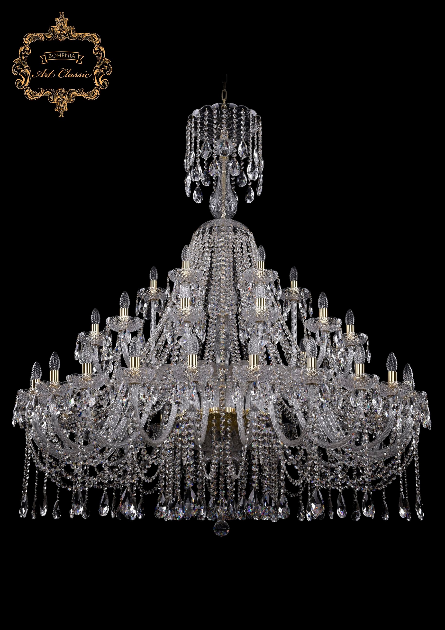 Подвесная хрустальная люстра 11.12 Art Classic 11.12.24+12+6.530.XL-164.Gd.Sp
