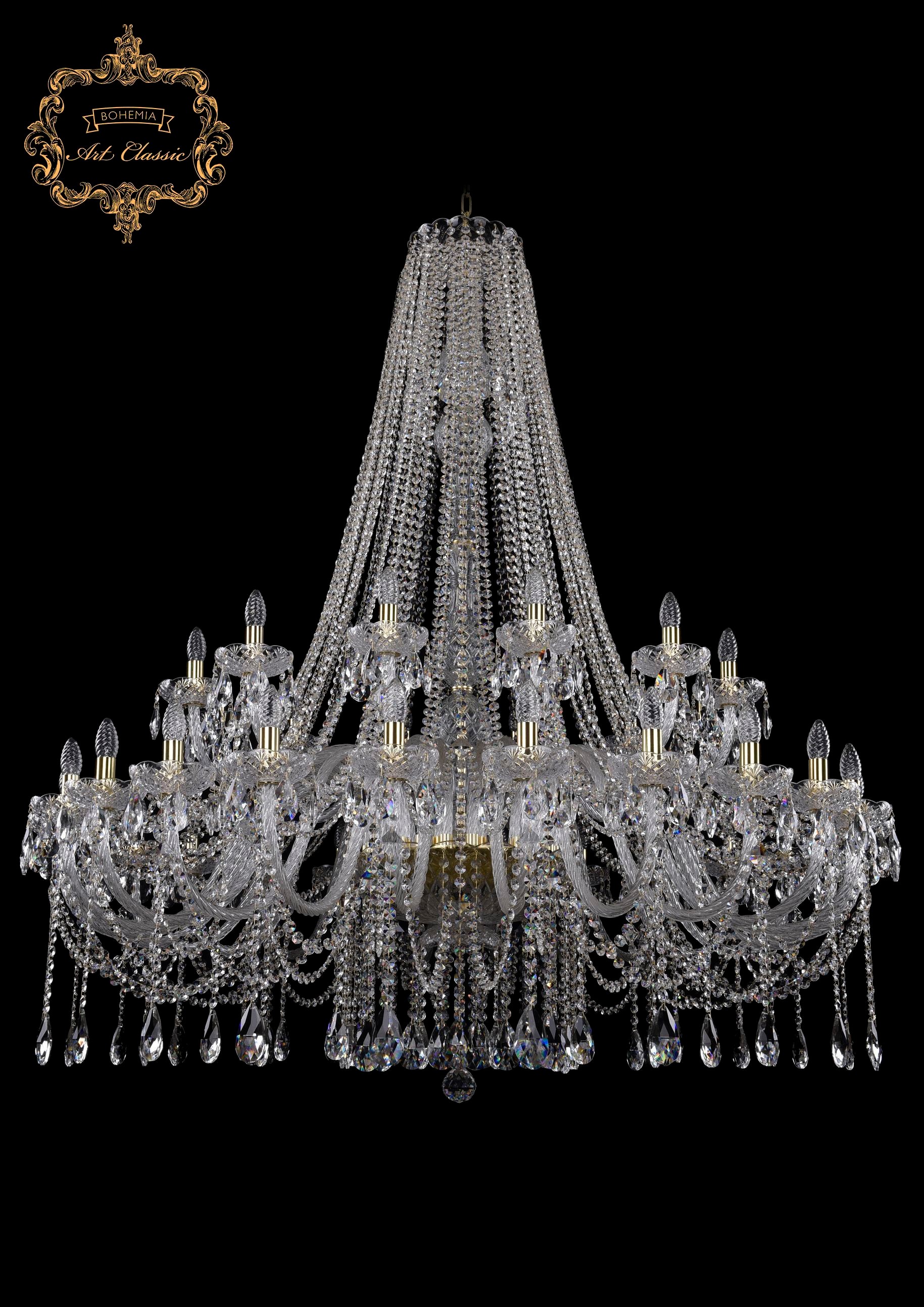Подвесная хрустальная люстра 11.12 Art Classic 11.12.24+12.530.h-164.Gd.Sp