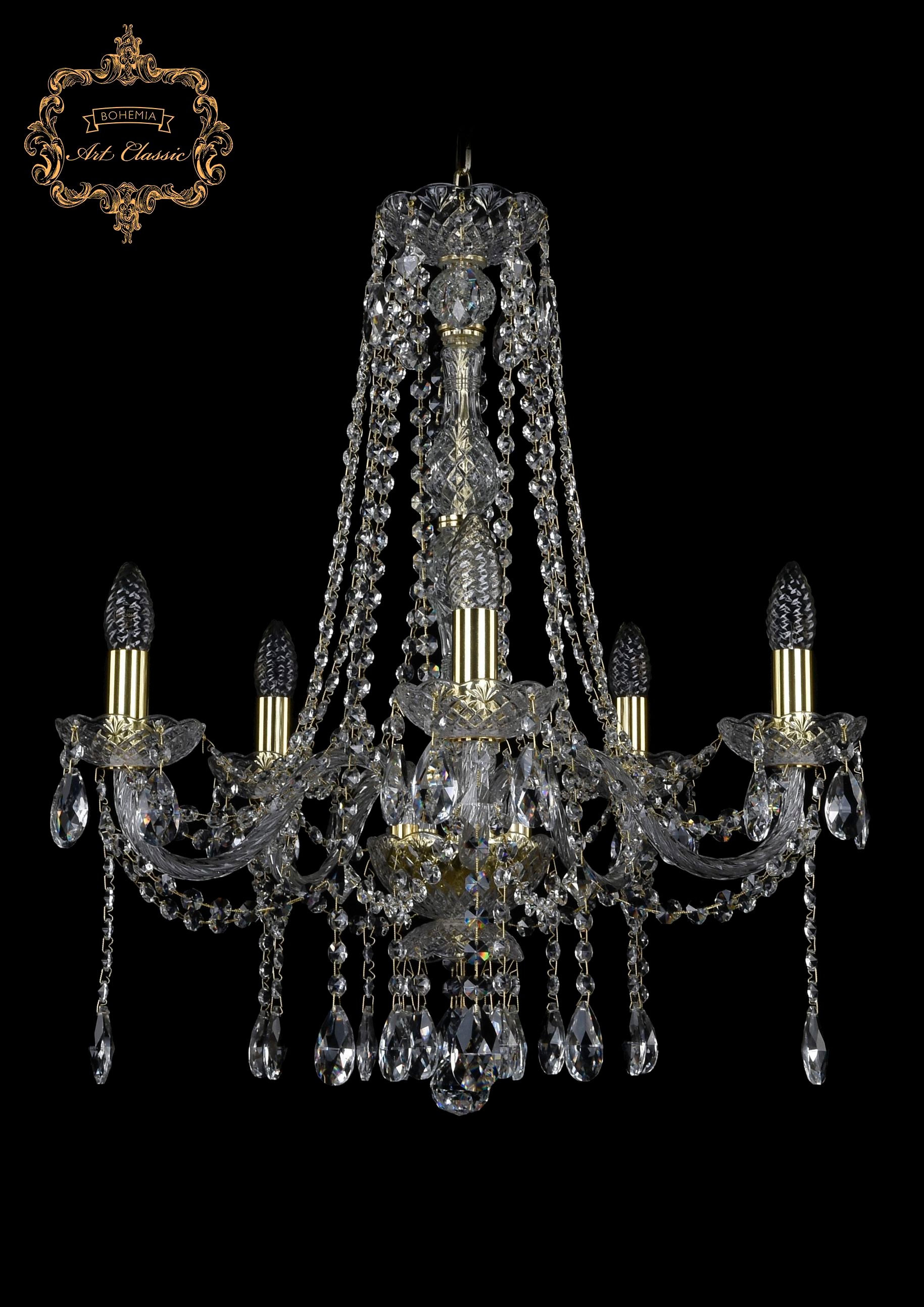 Подвесная хрустальная люстра 11.12 Art Classic 11.12.5.195.h-63.Gd.Sp