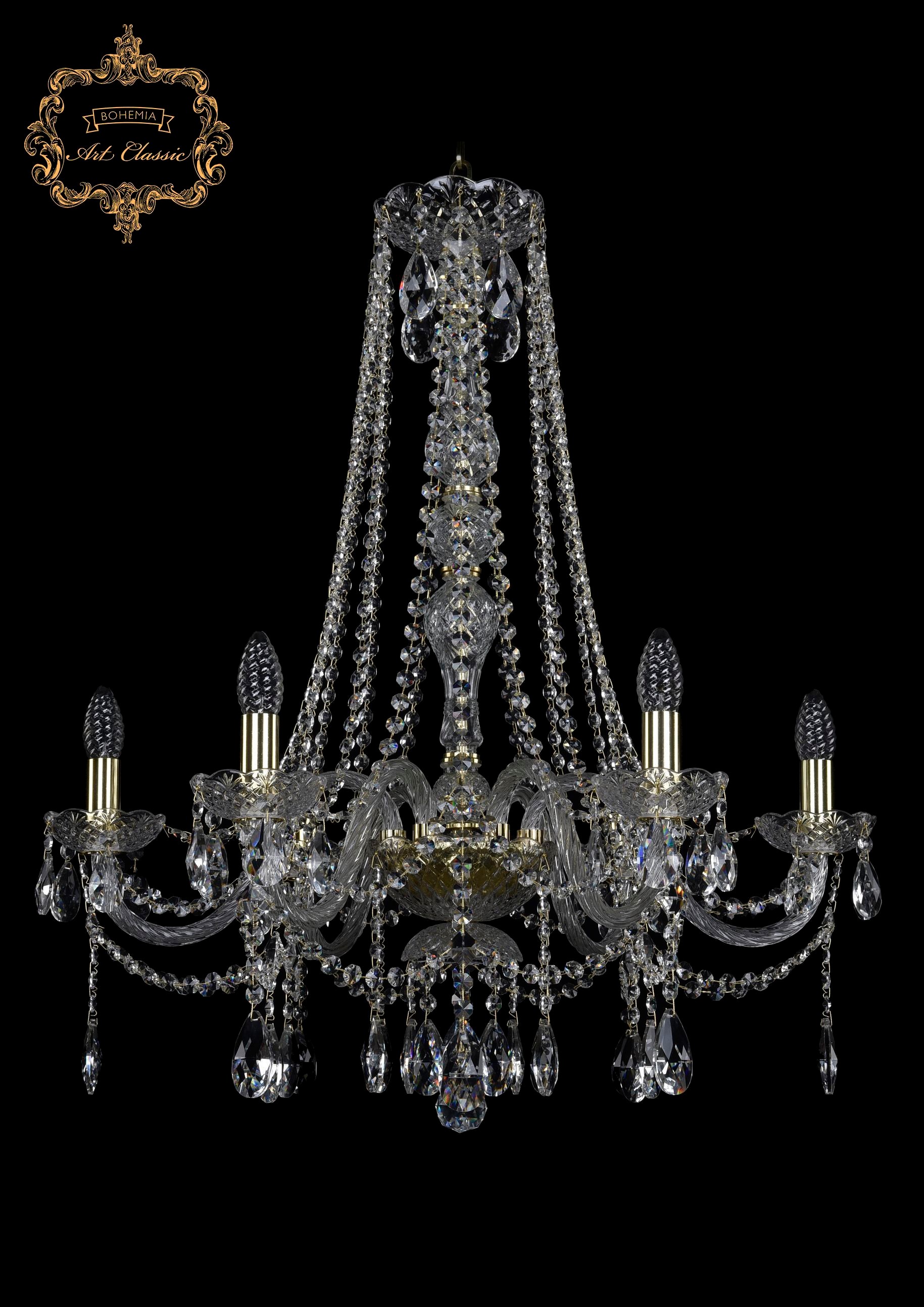 Подвесная хрустальная люстра 11.12 Art Classic 11.12.6.240.h-78.Gd.Sp