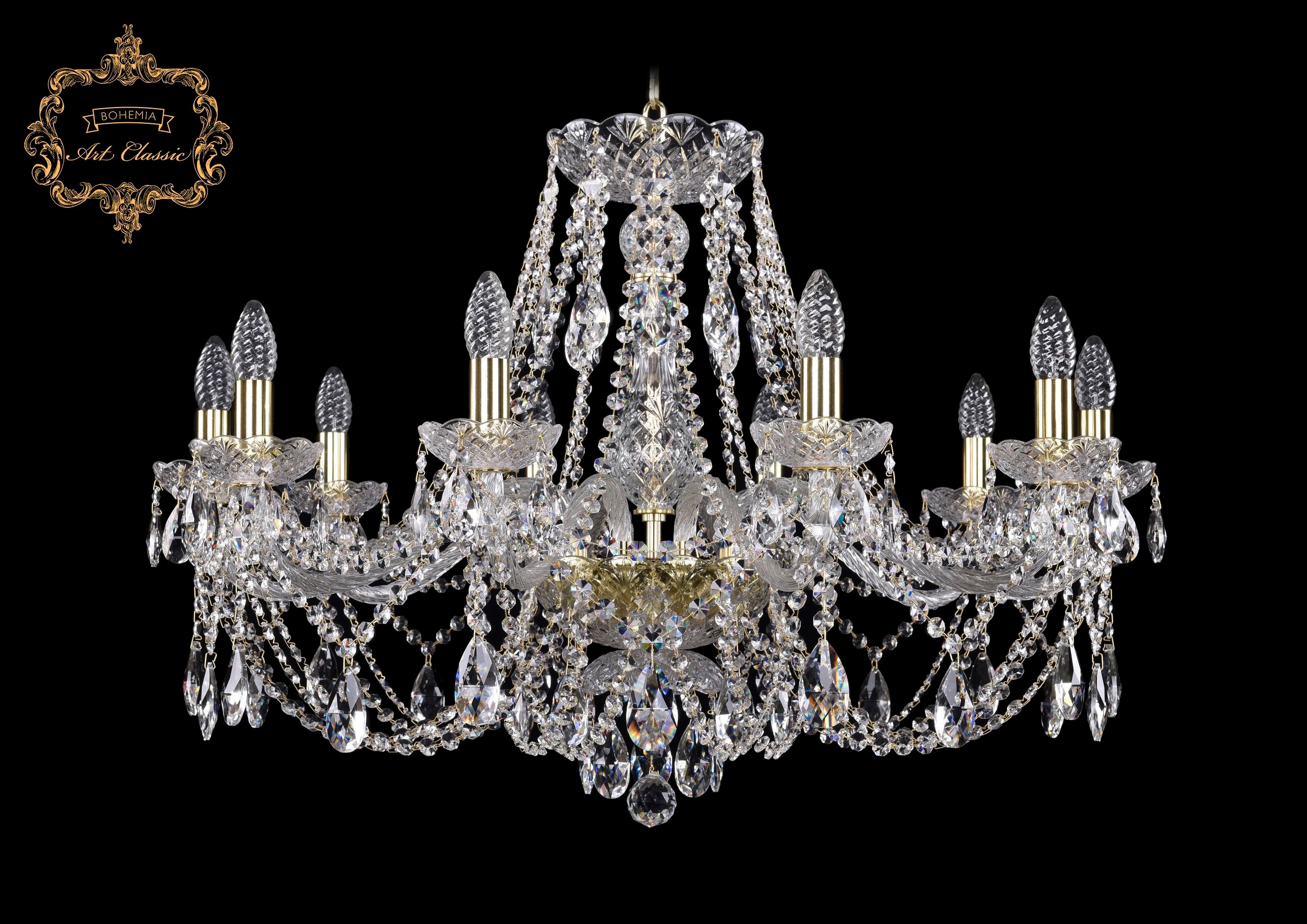 Подвесная хрустальная люстра 11.21 Art Classic 11.21.10.300.Gd.Sp