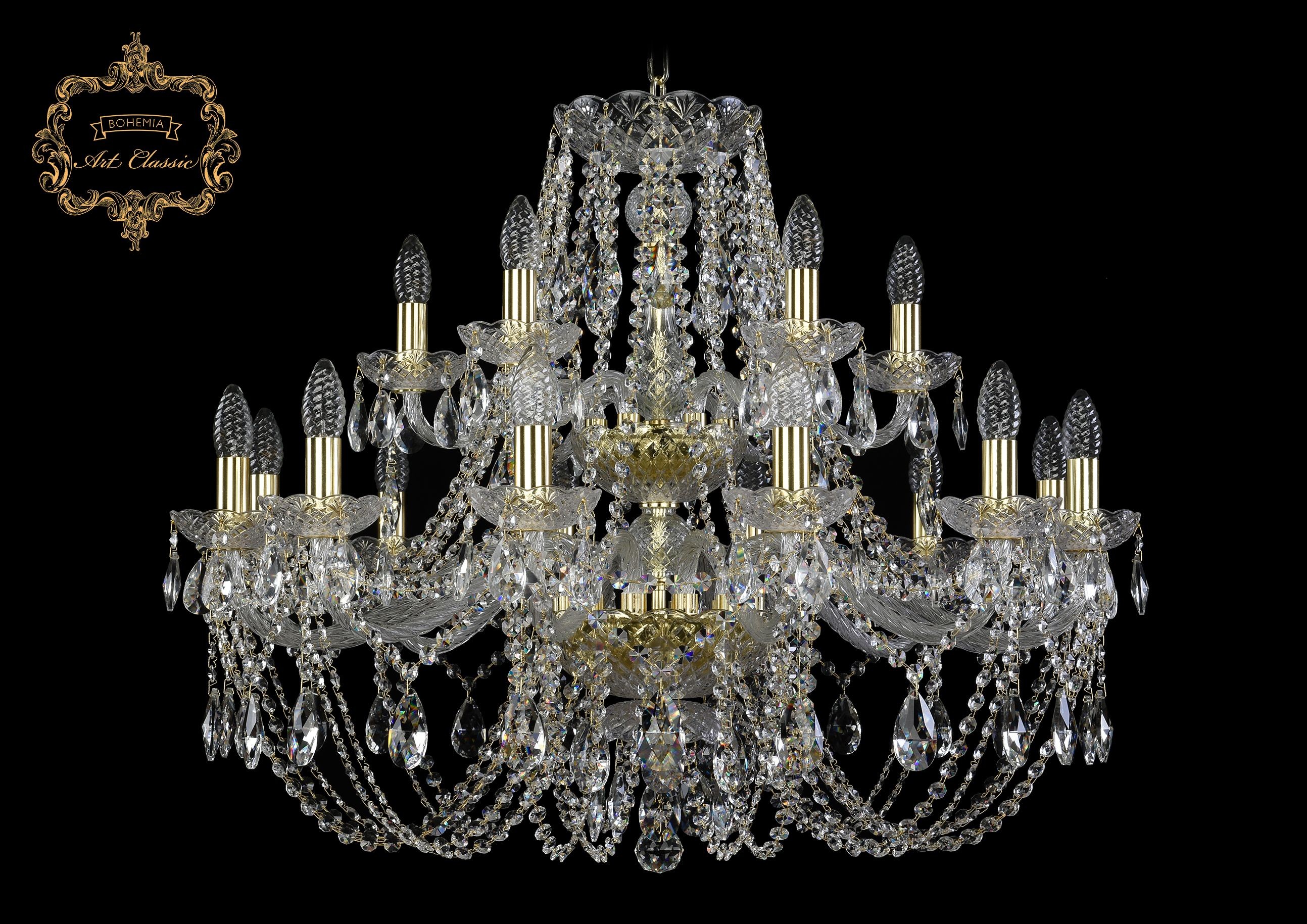 Подвесная хрустальная люстра 11.21 Art Classic 11.21.12+6.300.2d.Gd.Sp