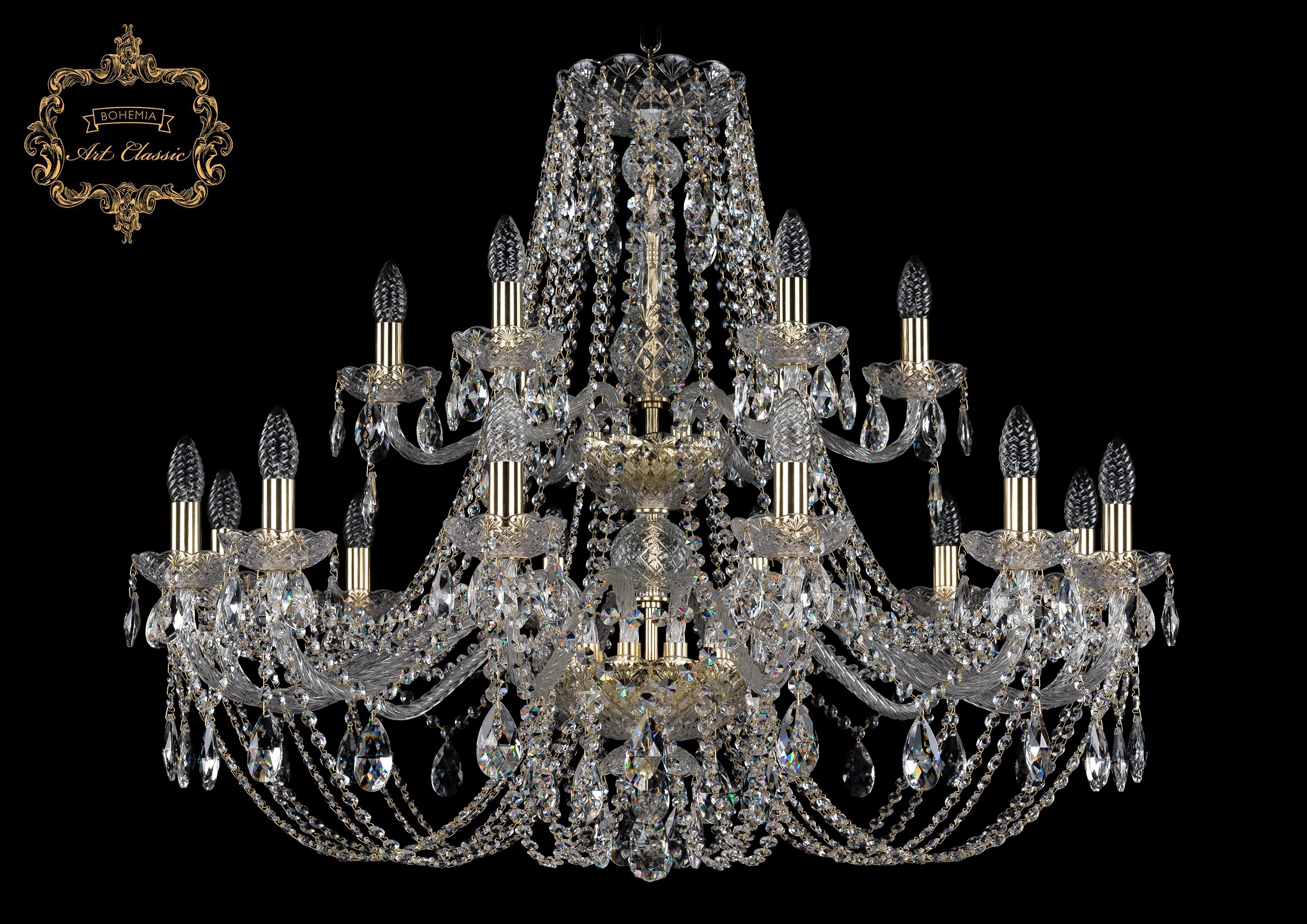 Подвесная хрустальная люстра 11.21 Art Classic 11.21.12+6.360.2d.Gd.Sp
