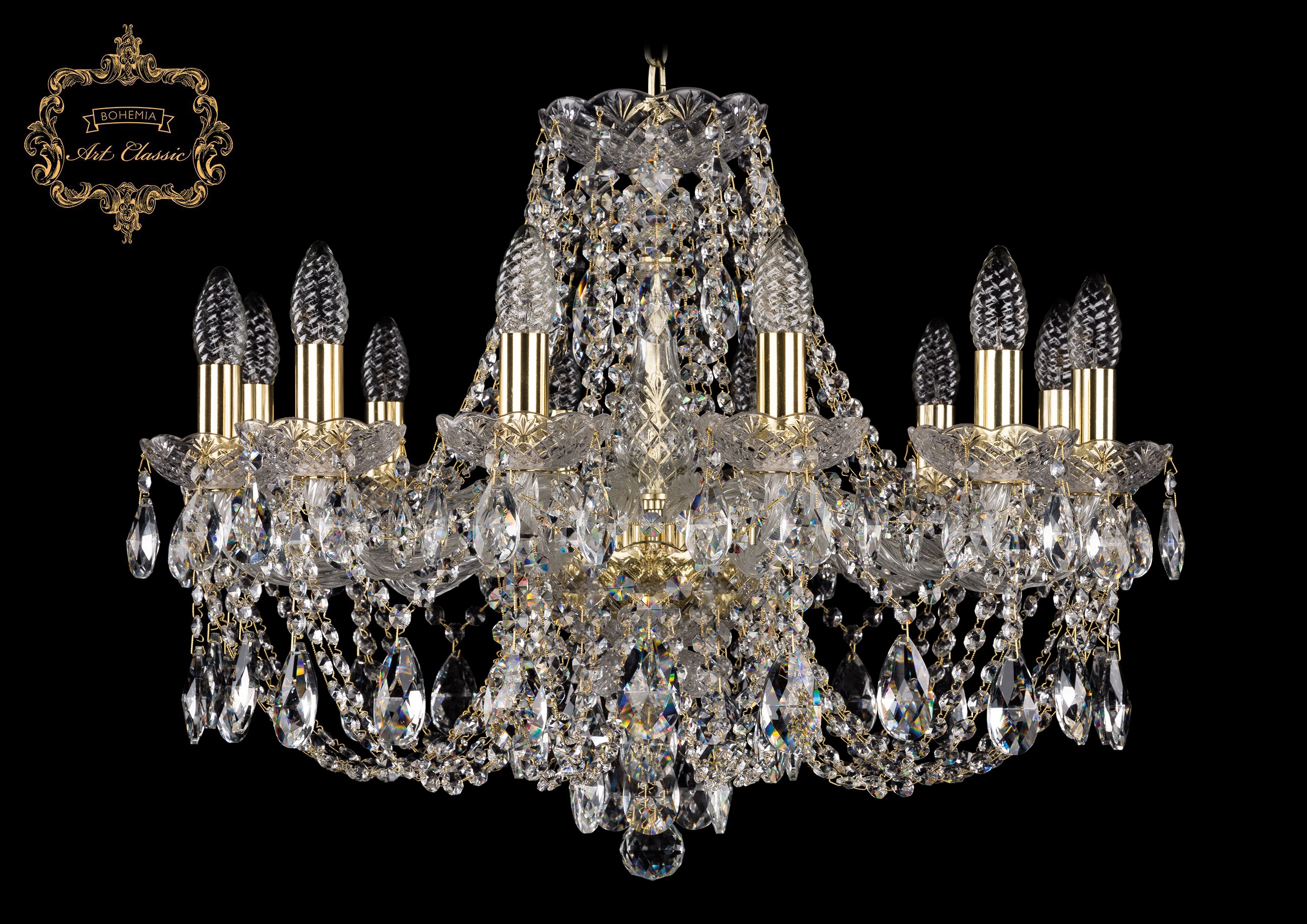Подвесная хрустальная люстра 11.21 Art Classic 11.21.12.220.Gd.Sp