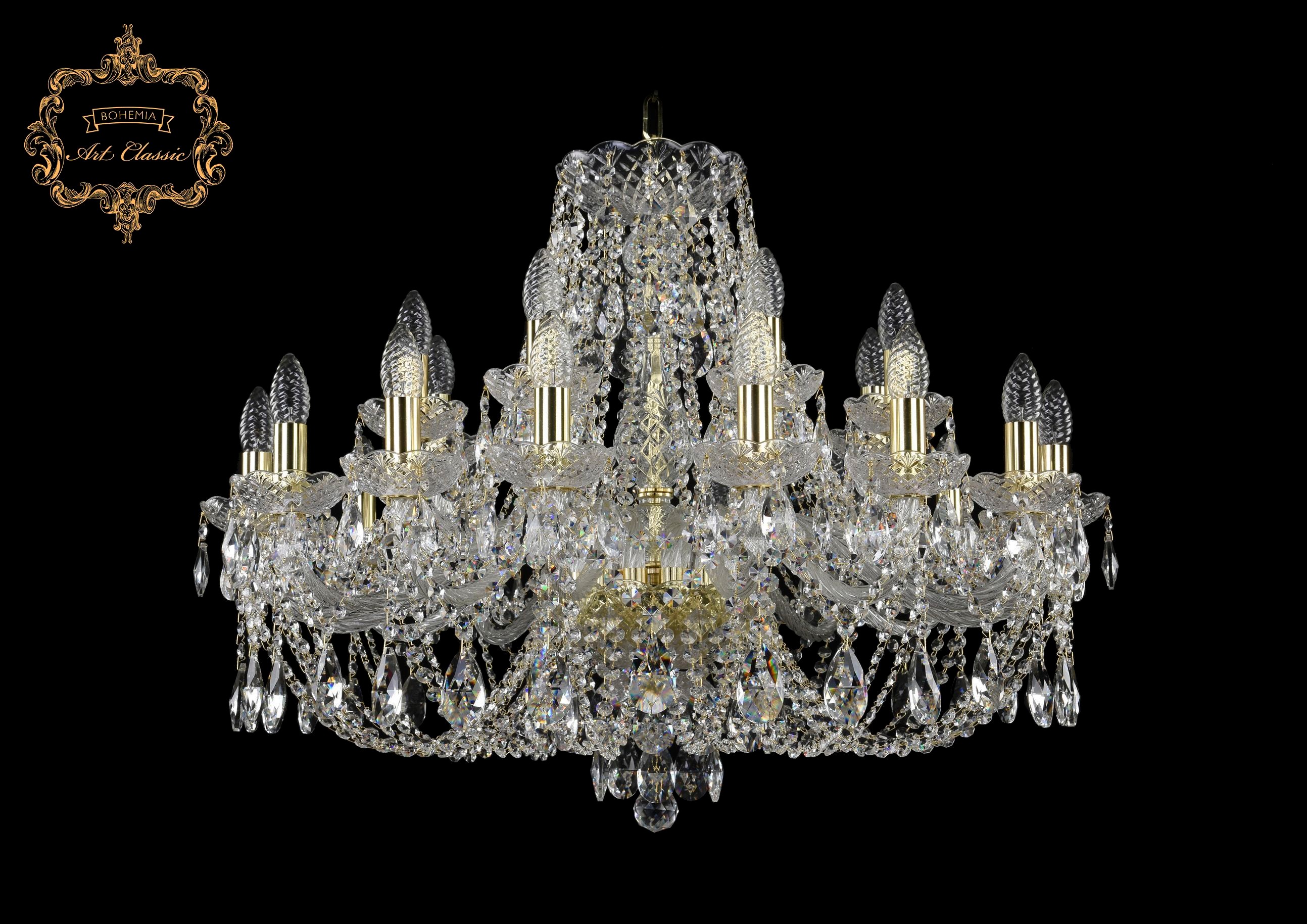 Подвесная хрустальная люстра 11.21 Art Classic 11.21.16+8.300.Gd.Sp
