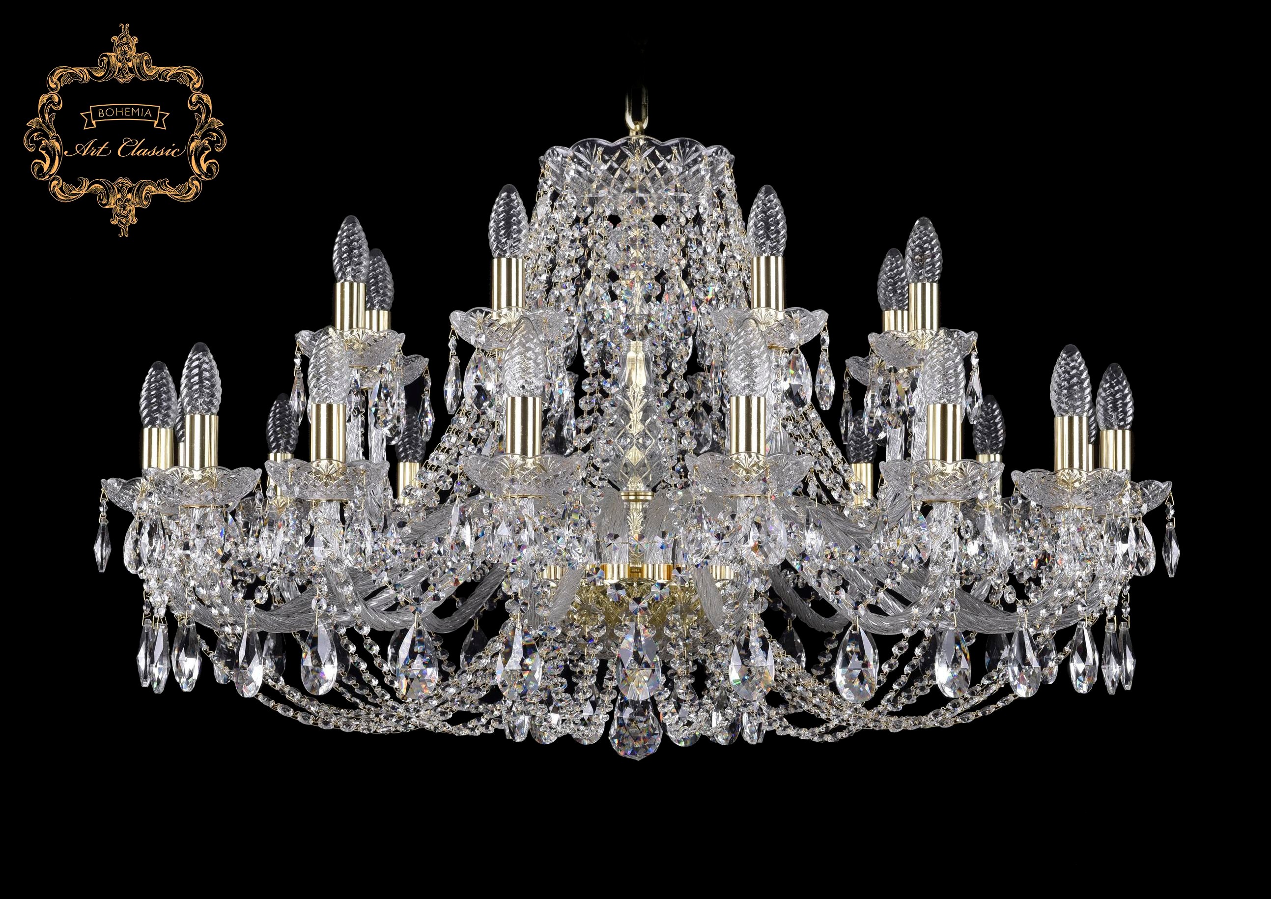 Подвесная хрустальная люстра 11.21 Art Classic 11.21.16+8.360.Gd.Sp