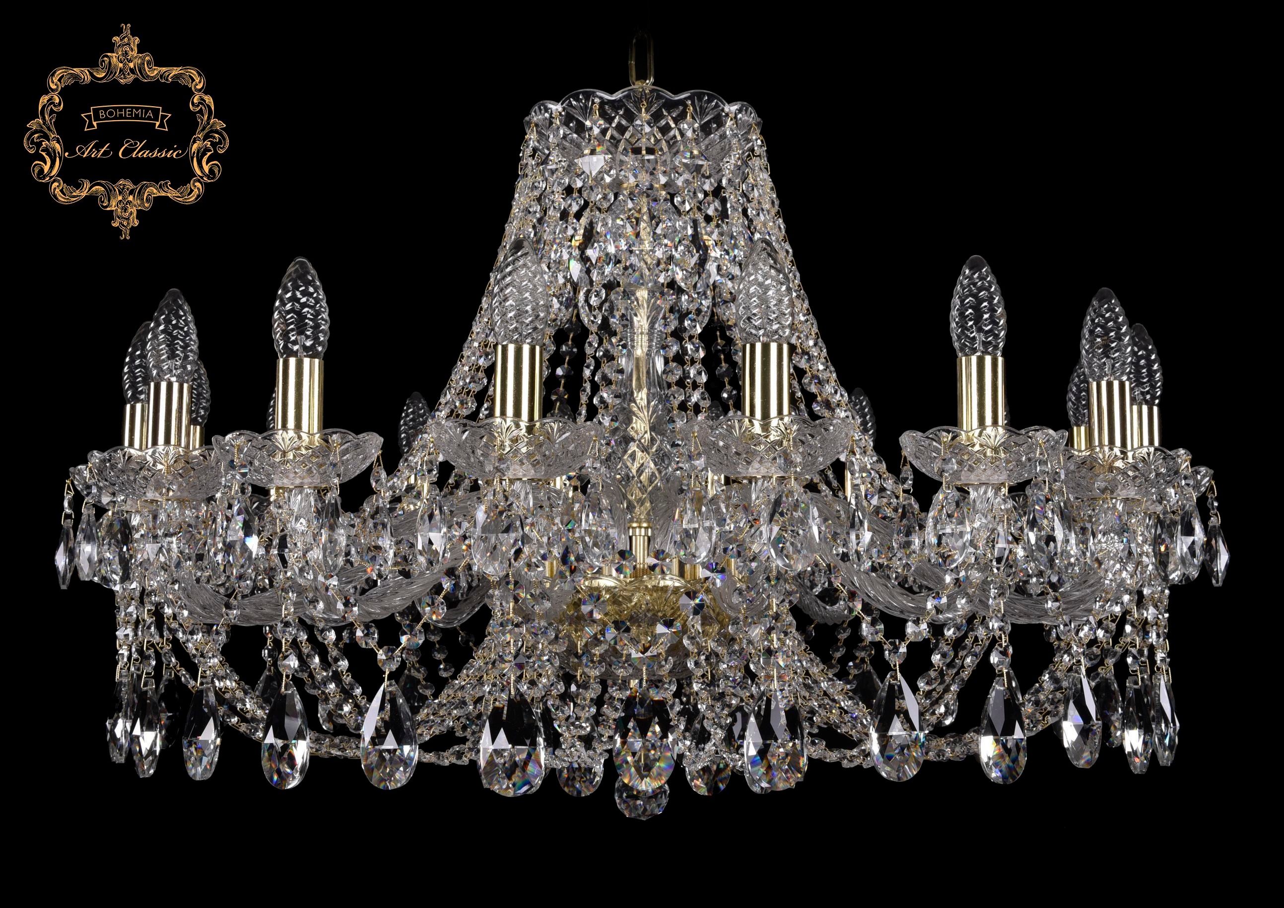 Подвесная хрустальная люстра 11.21 Art Classic 11.21.16.300.Gd.Sp