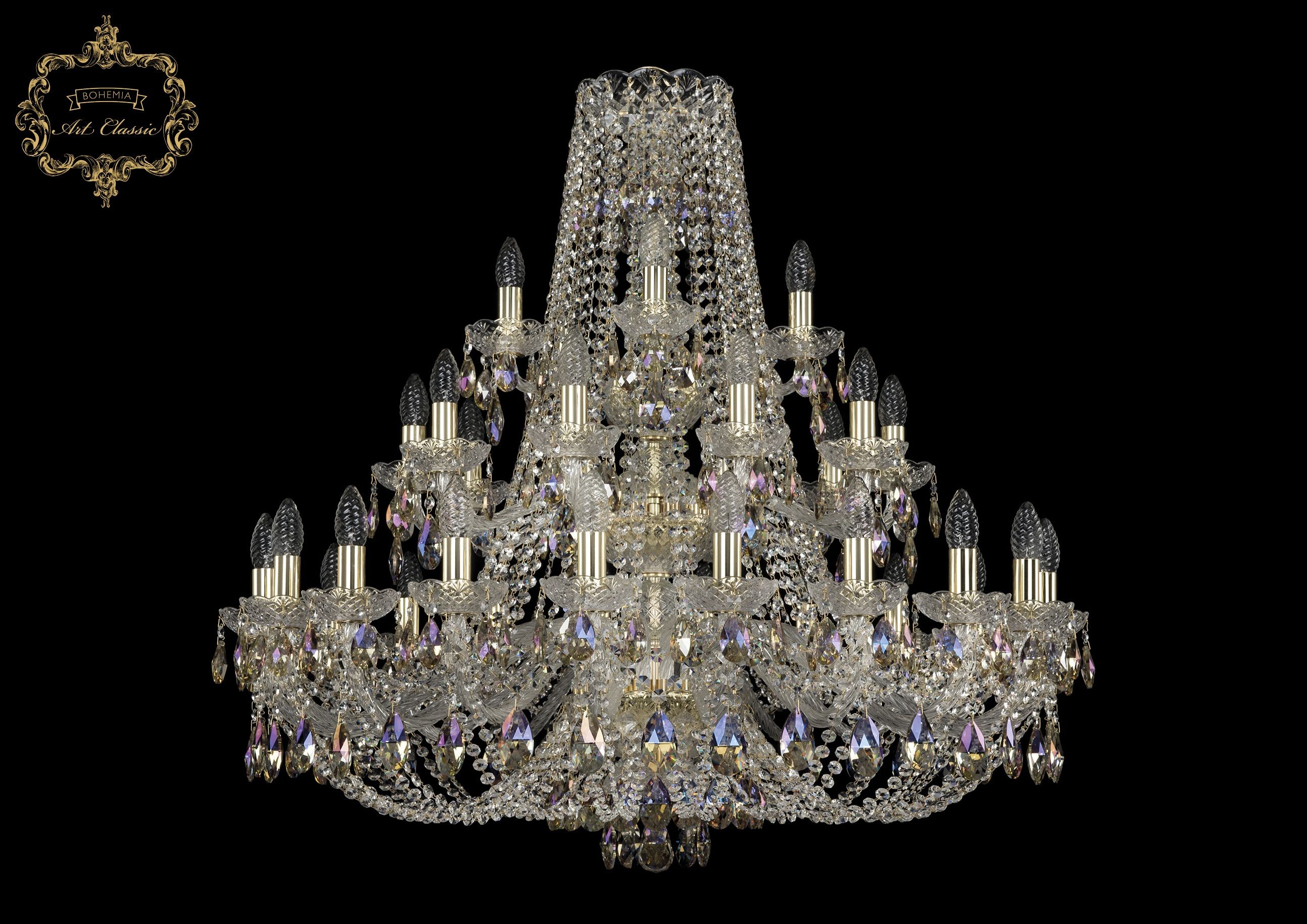 Подвесная хрустальная люстра 11.21 Art Classic 11.21.20+10+5.360.3d.Gd.Sp.K801