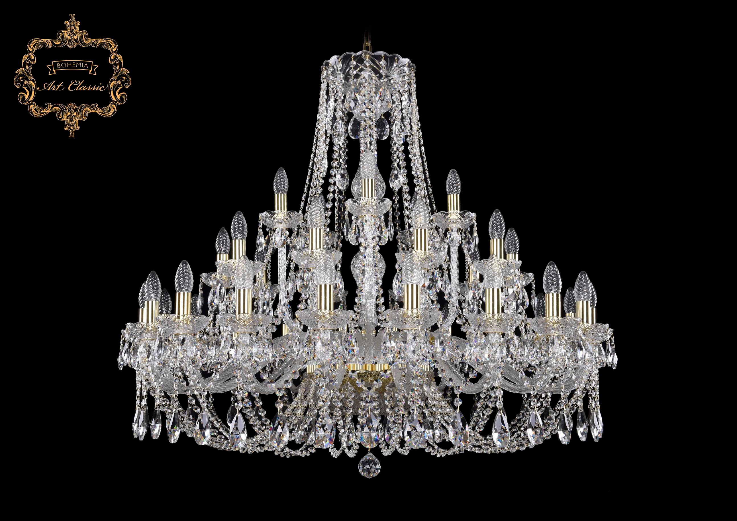 Подвесная хрустальная люстра 11.21 Art Classic 11.21.20+10+5.360.Gd.Sp