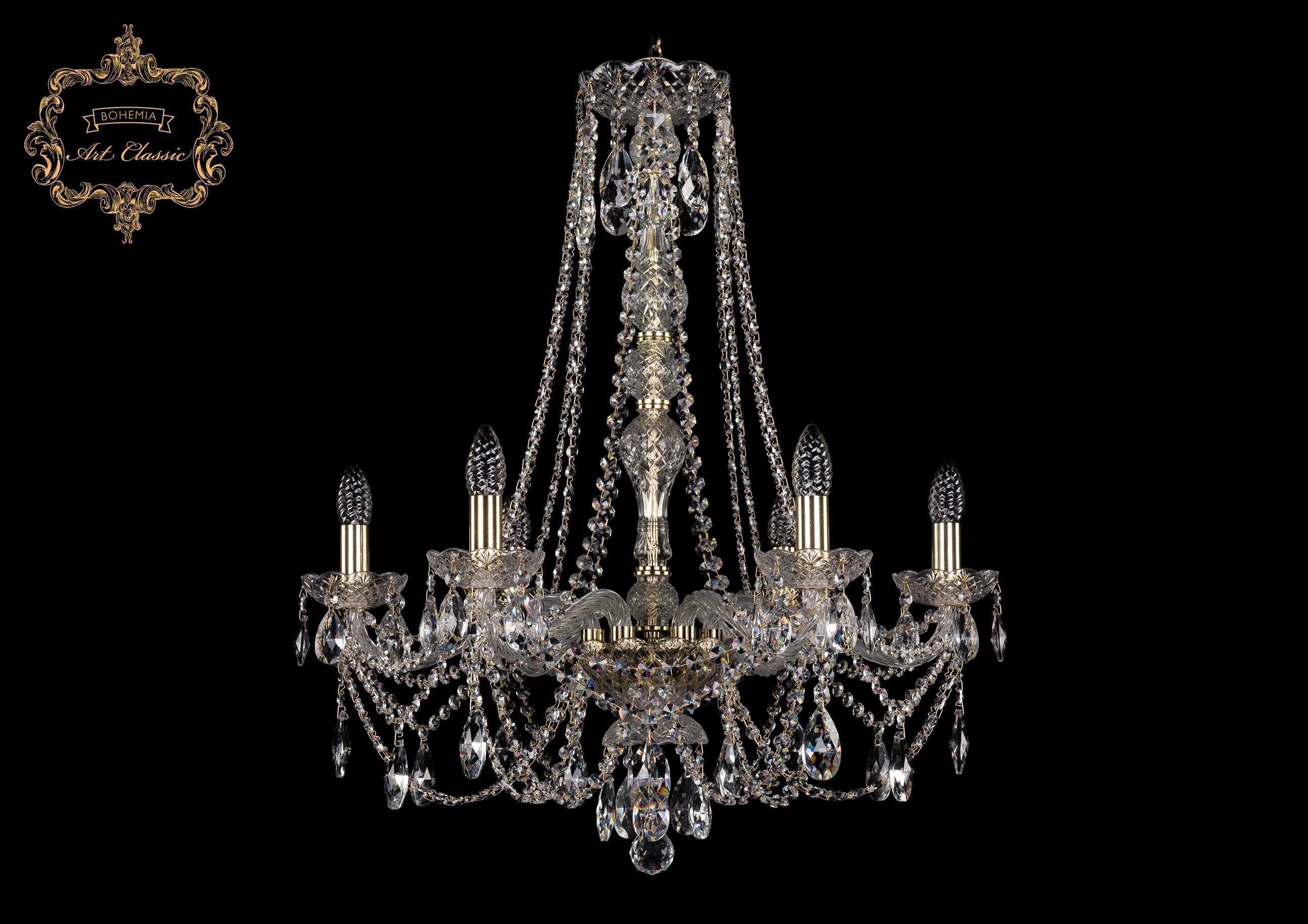 Подвесная хрустальная люстра 11.21 Art Classic 11.21.6.220.h-76.Gd.Sp