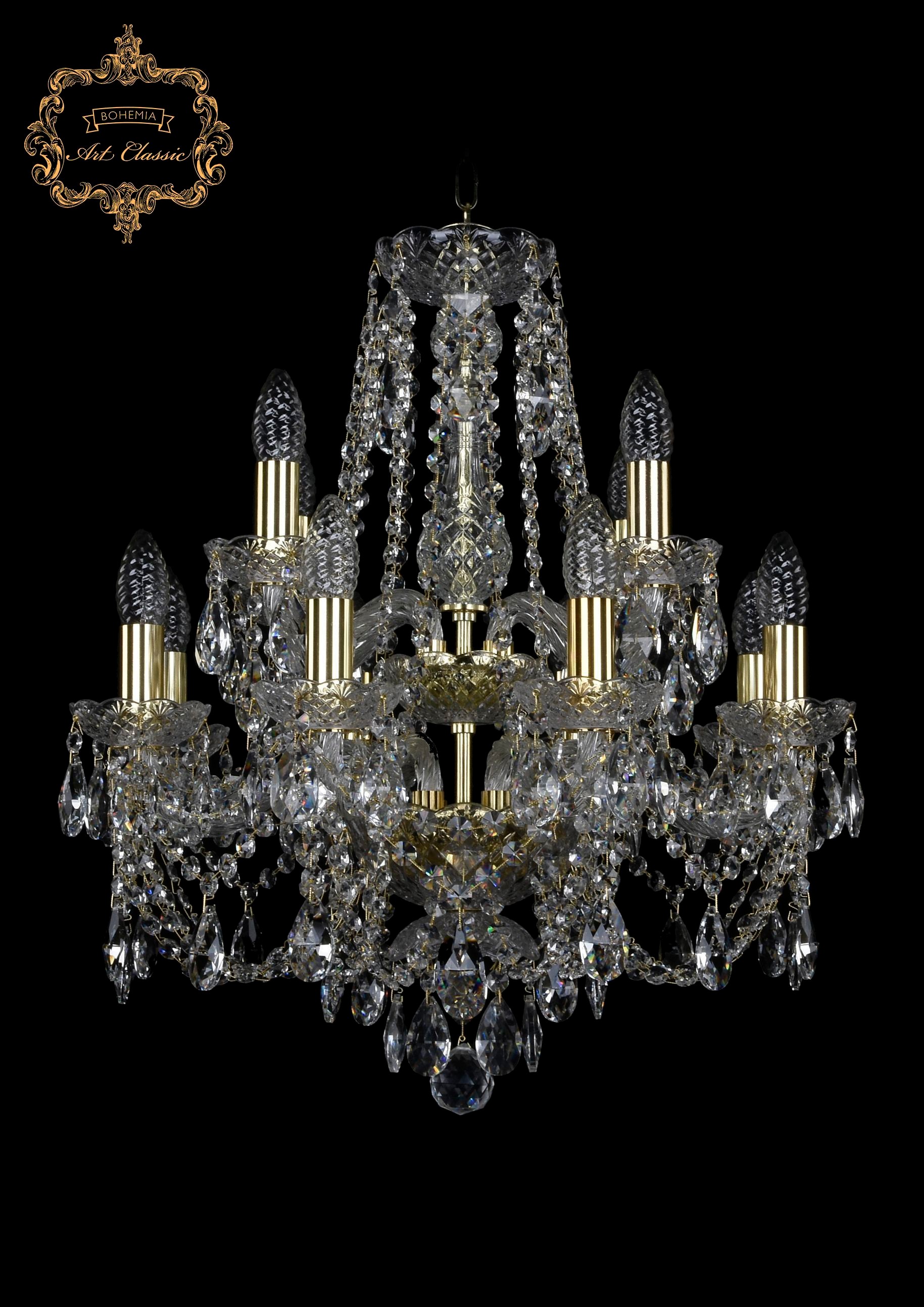 Подвесная хрустальная люстра 11.21 Art Classic 11.21.8+4.165.2d.Gd.Sp