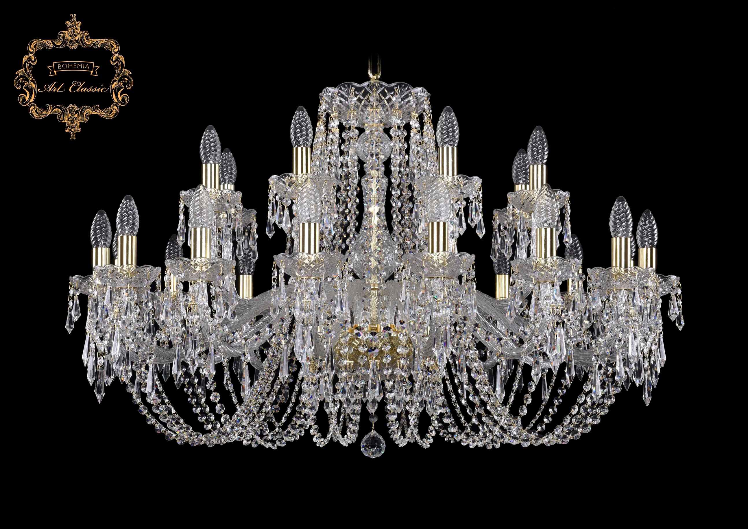 Подвесная хрустальная люстра 11.23 Art Classic 11.23.16+8.360.Gd.Dr