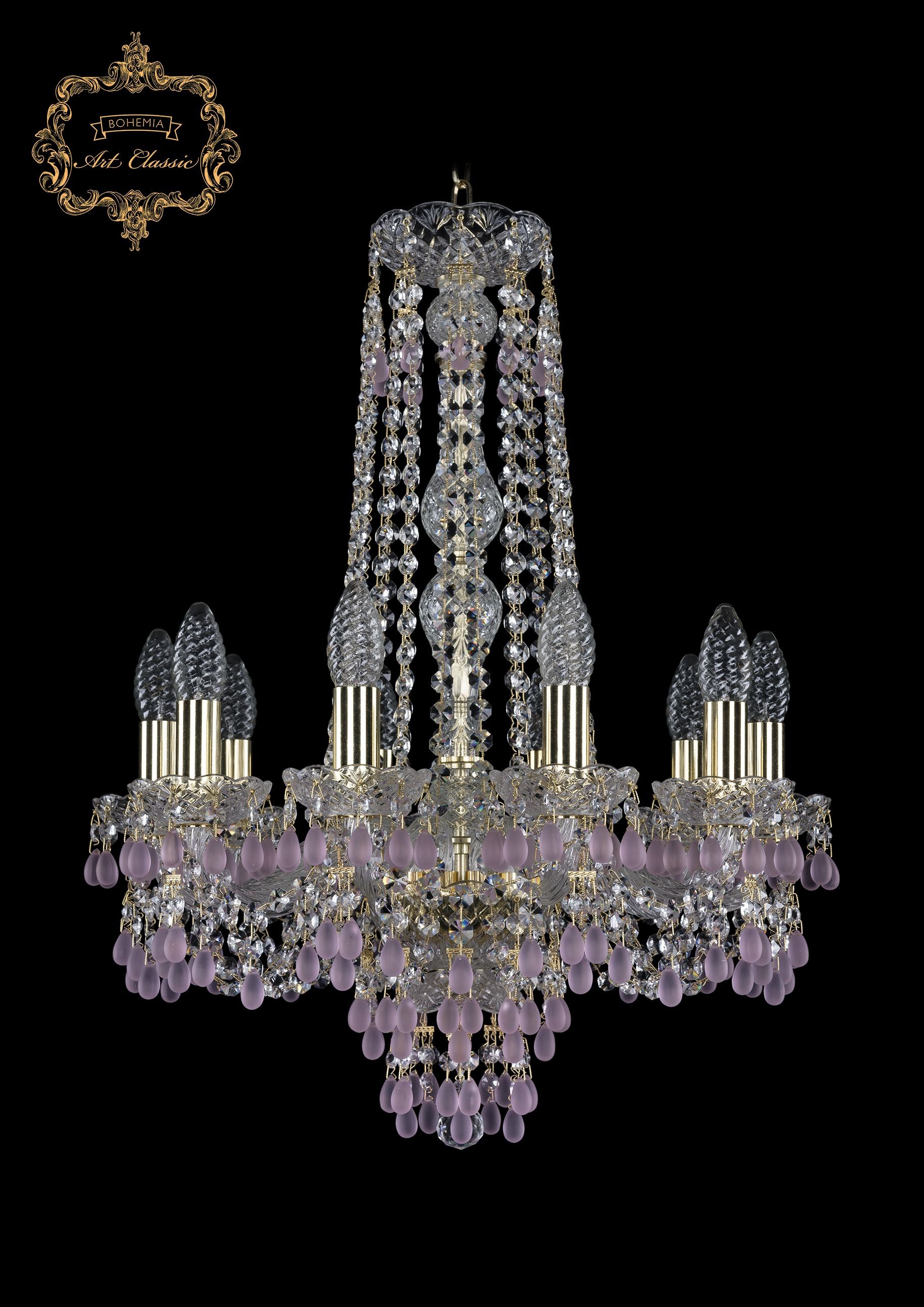 Подвесная хрустальная люстра 11.24 Art Classic 11.24.10.165.h-63.Gd.V7010