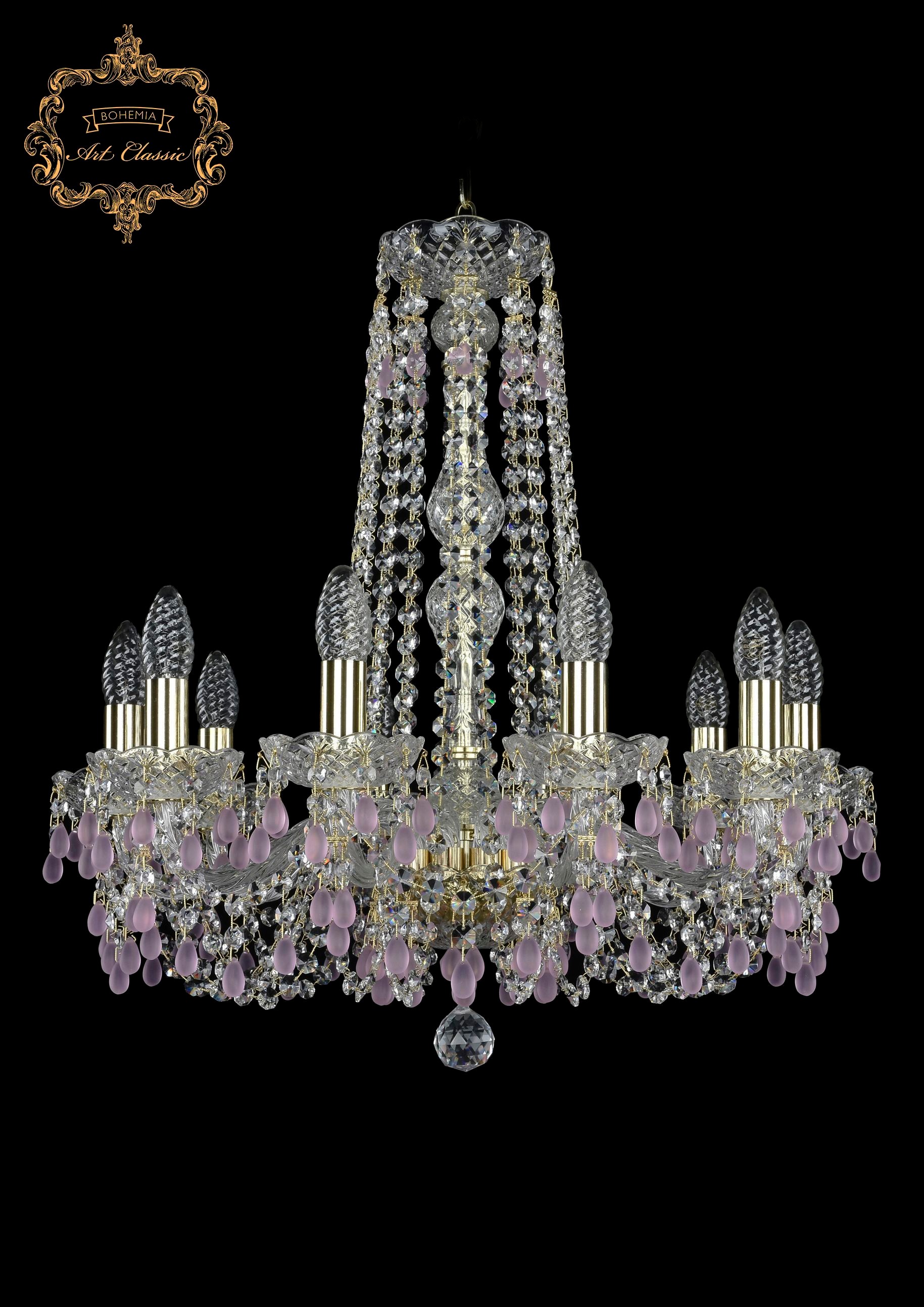 Подвесная хрустальная люстра 11.24 Art Classic 11.24.10.200.h-59.Gd.V7010