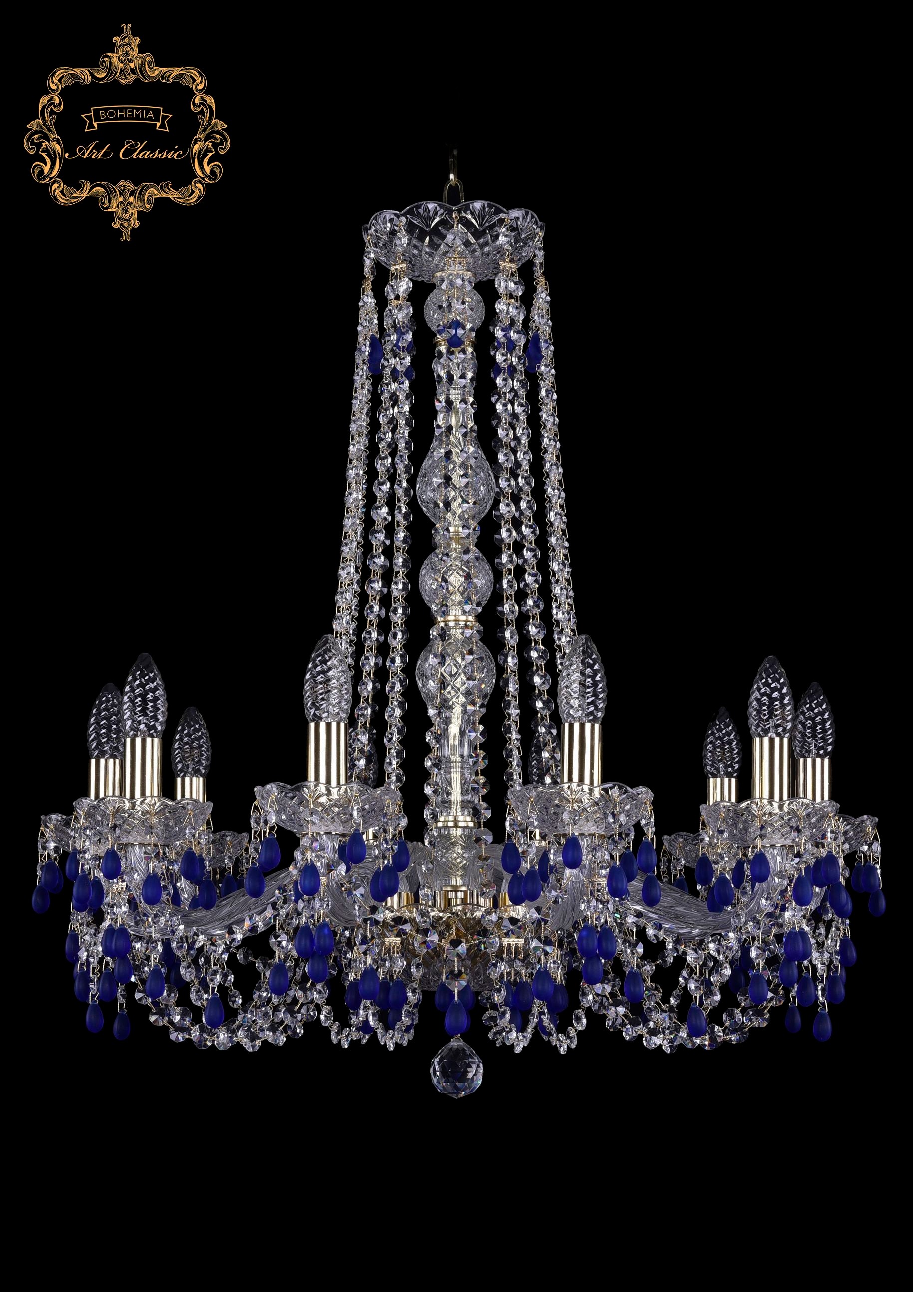 Подвесная хрустальная люстра 11.24 Art Classic 11.24.10.220.h-70.Gd.V3001