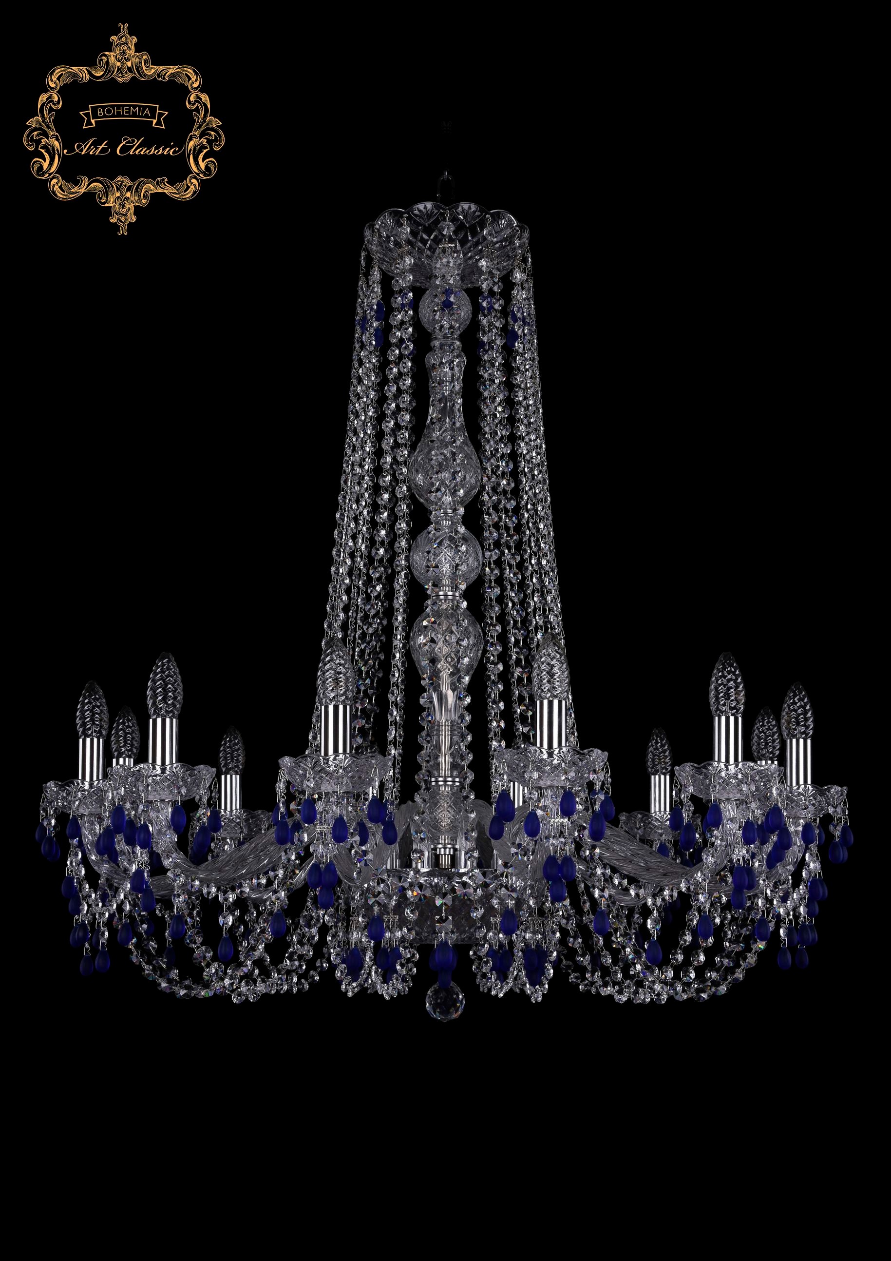 Подвесная хрустальная люстра 11.24 Art Classic 11.24.12.300.h-86.Cr.V3001