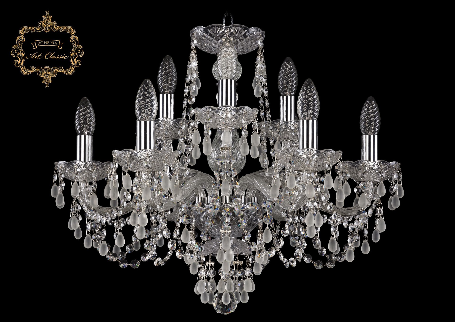 Подвесная хрустальная люстра 11.24 Art Classic 11.24.6+3.200.Cr.V0300