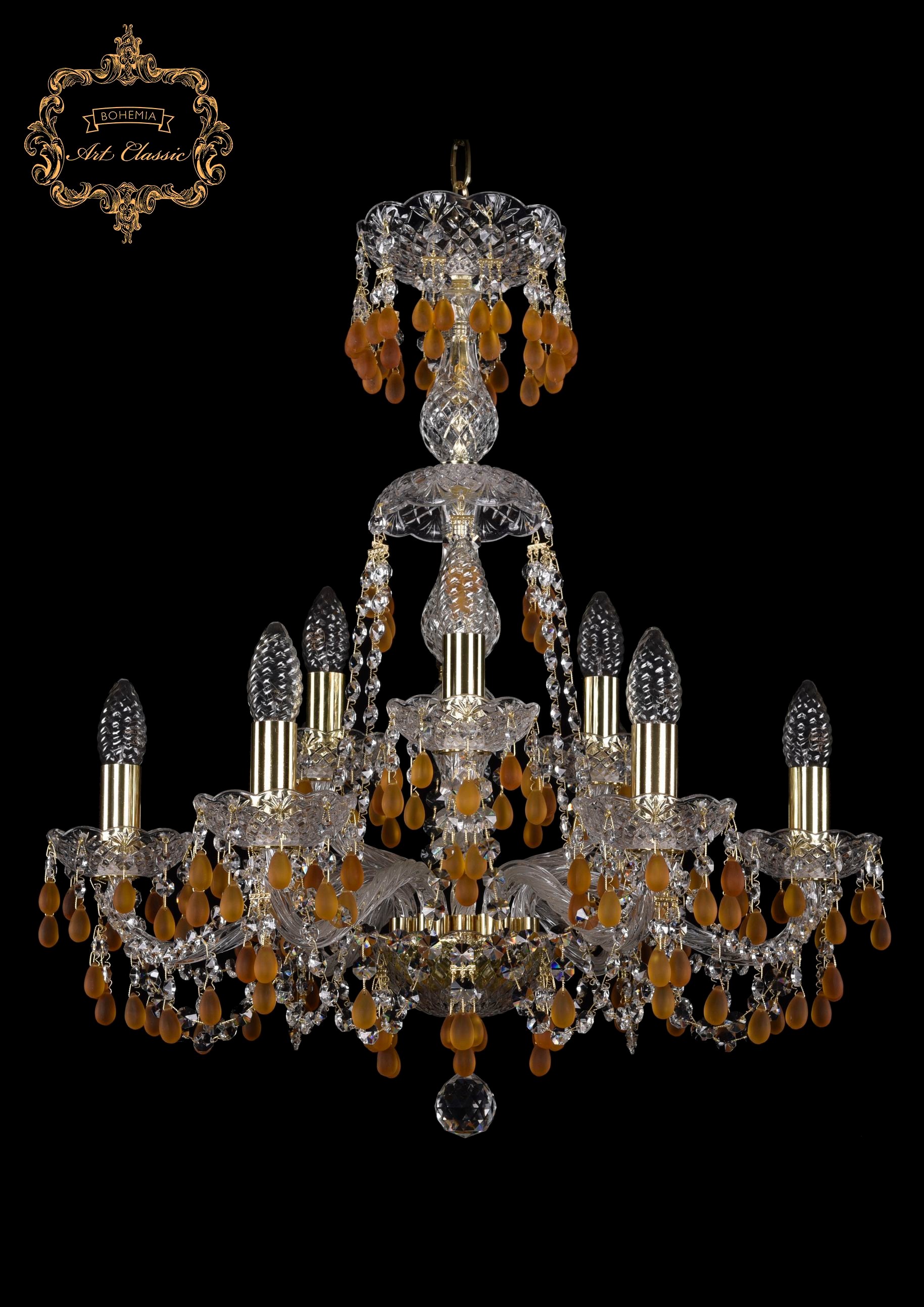 Подвесная хрустальная люстра 11.24 Art Classic 11.24.6+3.200.XL-64.Gd.V1003