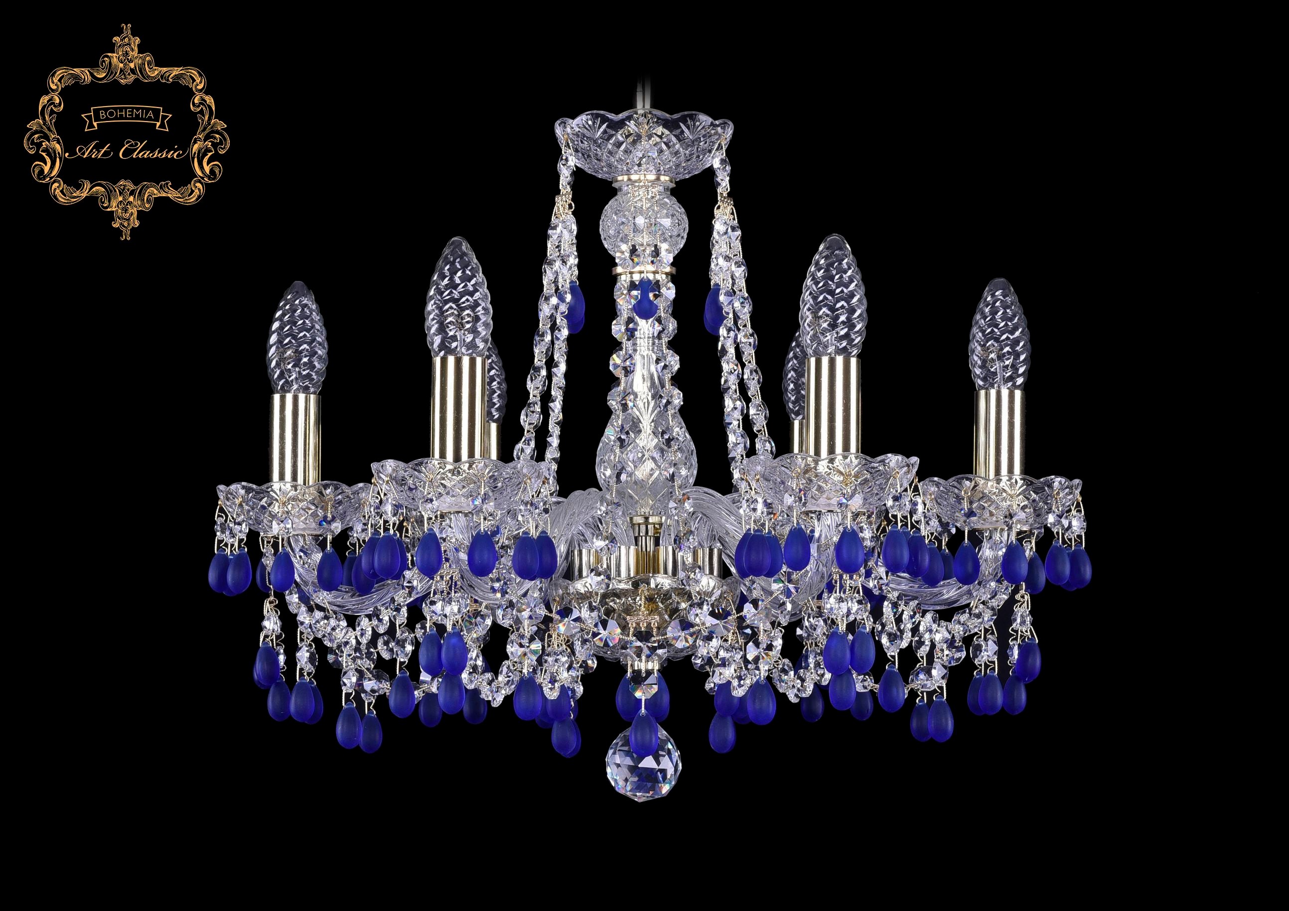 Подвесная хрустальная люстра 11.24 Art Classic 11.24.6.165.Gd.V3001