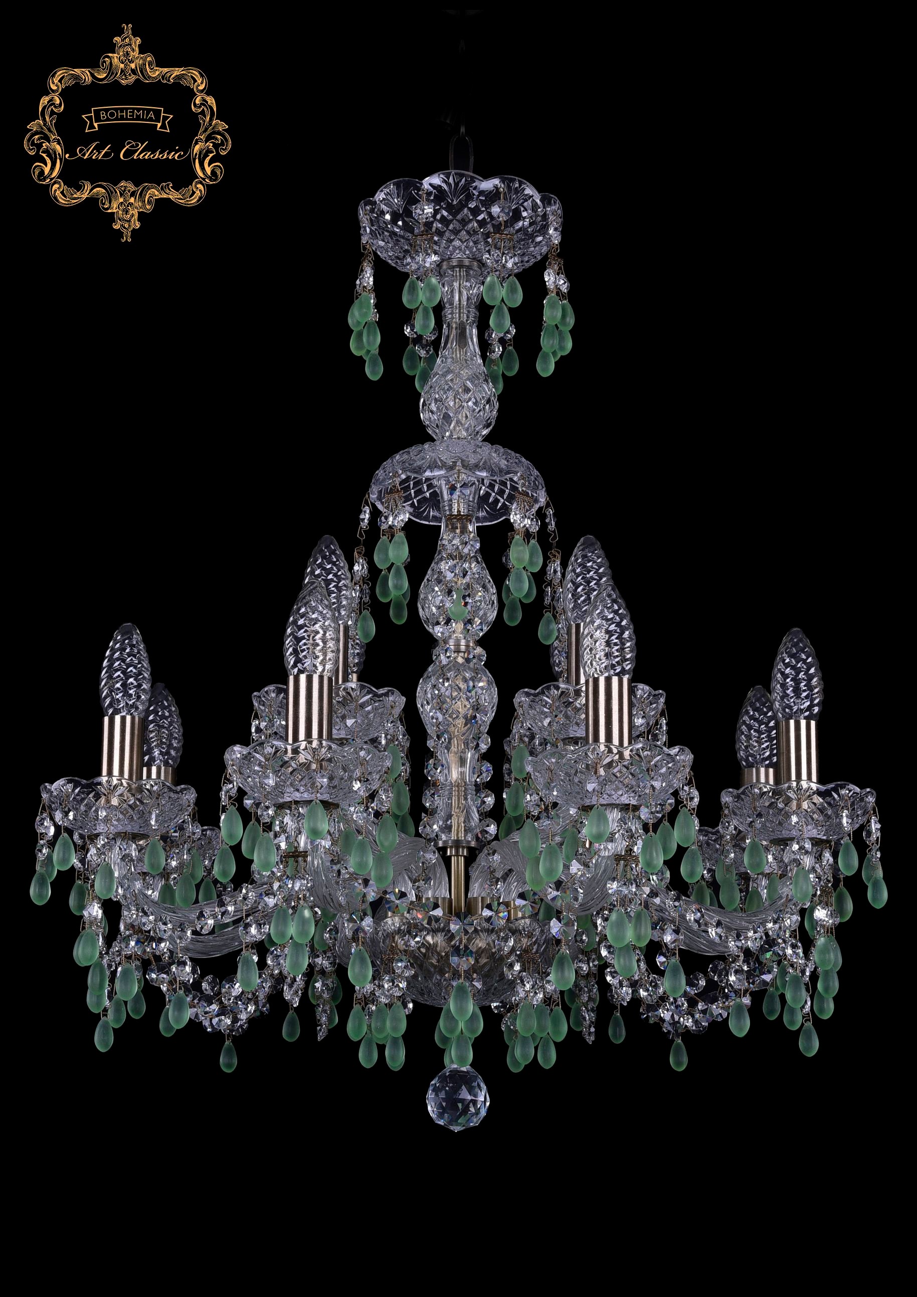 Подвесная хрустальная люстра 11.24 Art Classic 11.24.8+4.200.XL-64.Br.V5001