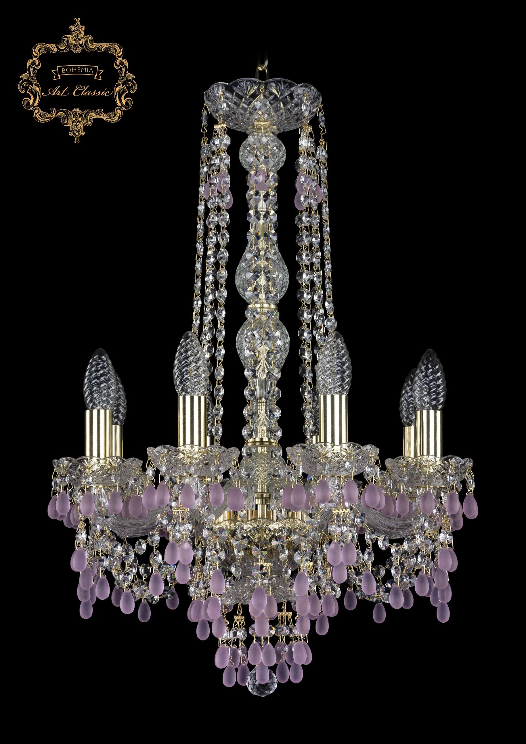 Подвесная хрустальная люстра 11.24 Art Classic 11.24.8.141.h-62.Gd.V7010