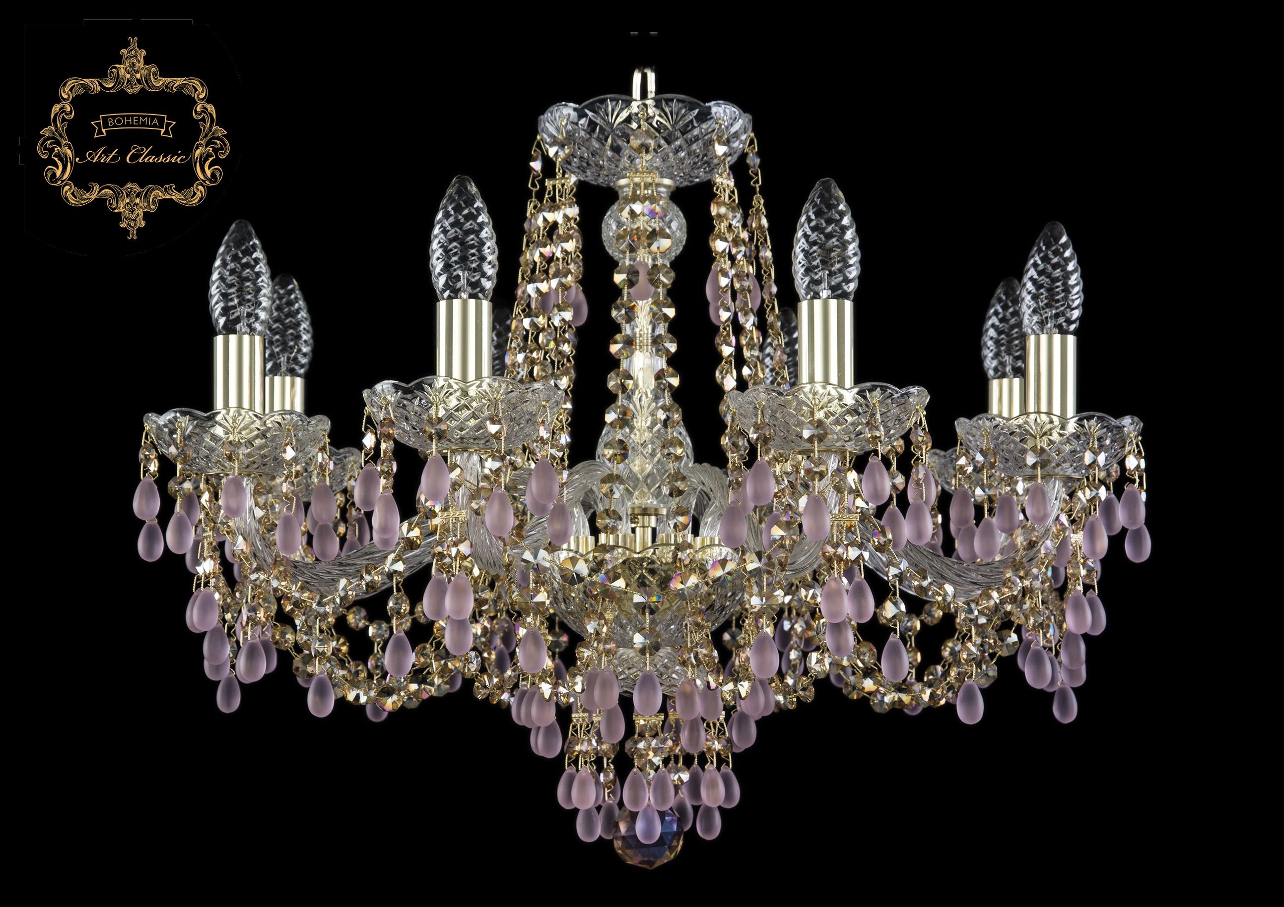 Подвесная хрустальная люстра 11.24 Art Classic 11.24.8.200.Gd.V7010.R777