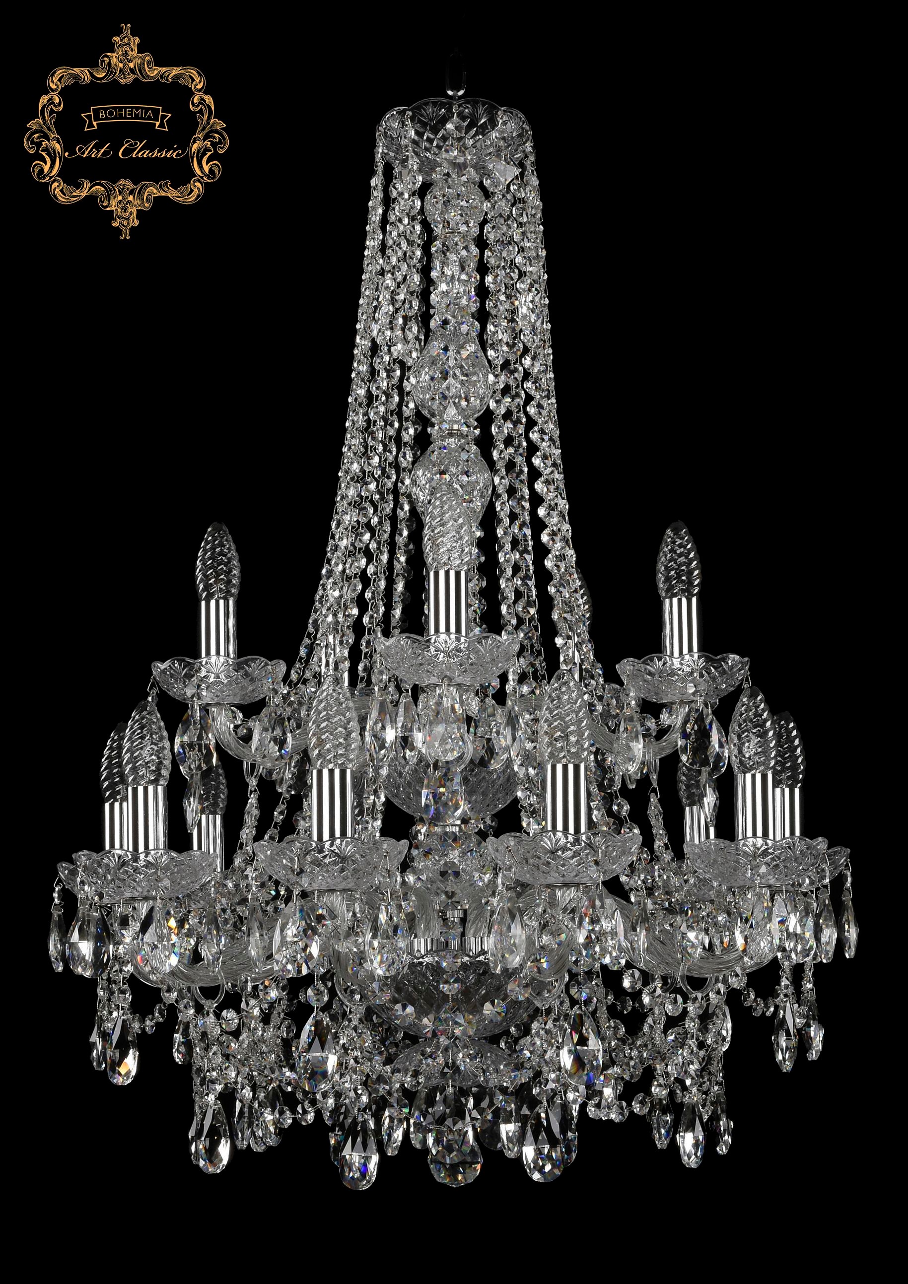 Подвесная хрустальная люстра 11.25 Art Classic 11.25.10+5.200.2d.h-84.Cr.Sp
