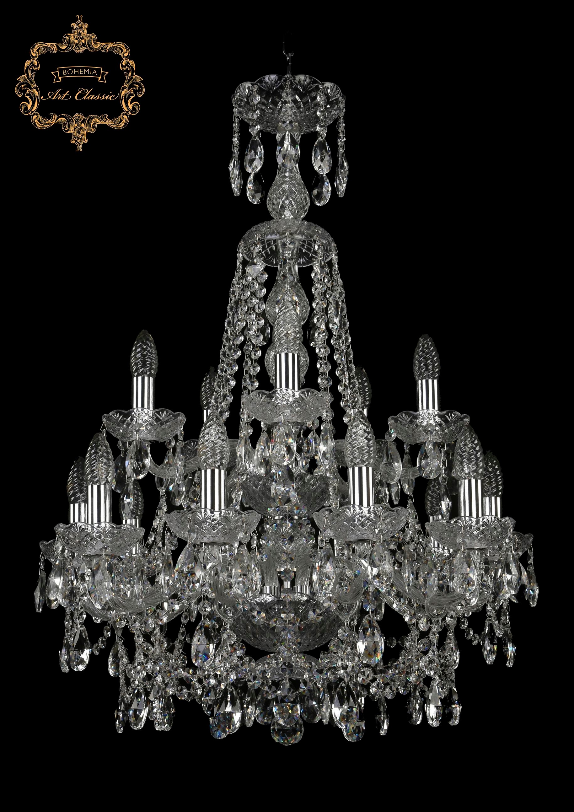 Подвесная хрустальная люстра 11.25 Art Classic 11.25.10+5.200.2d.XL-84.Cr.Sp
