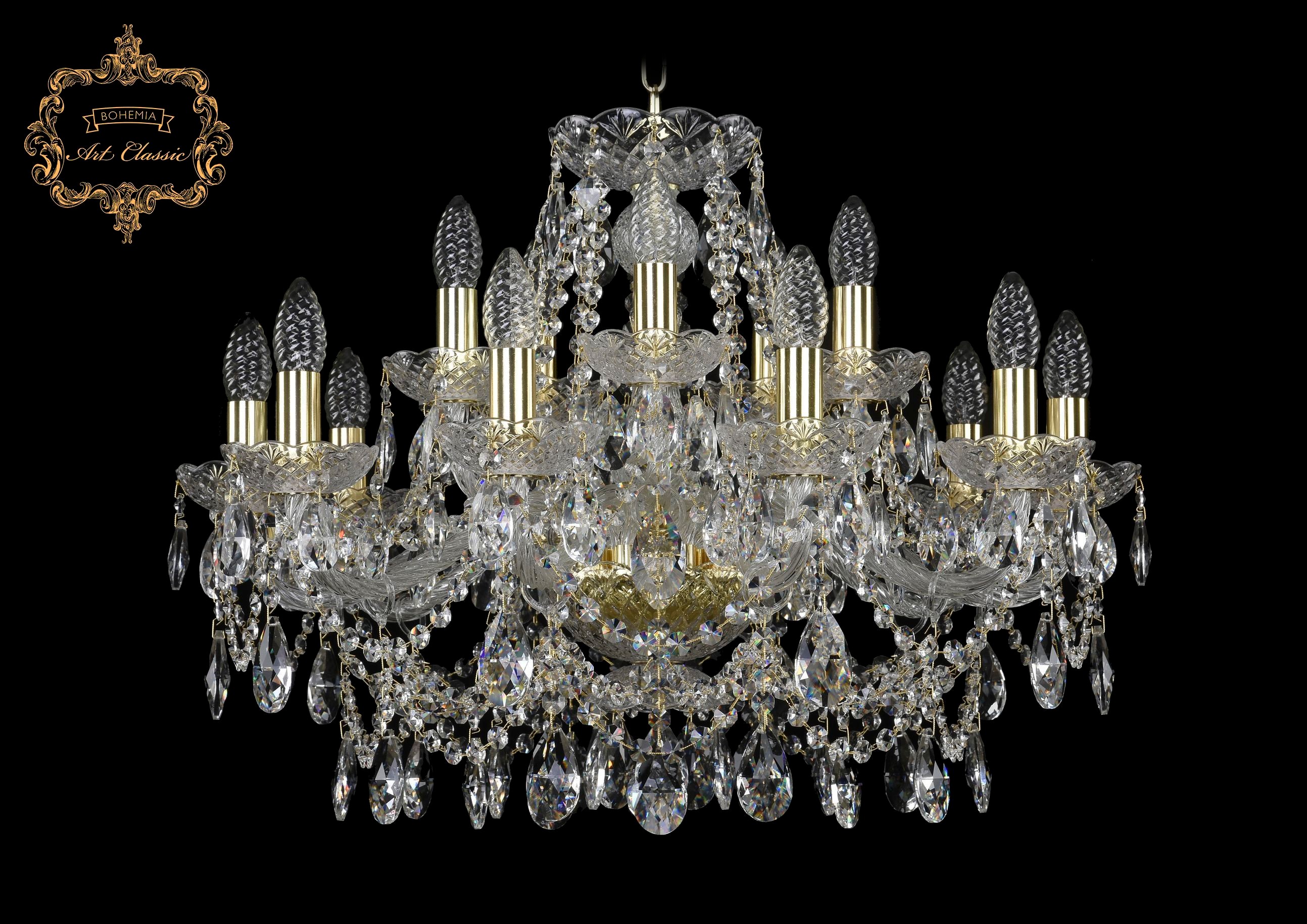 Подвесная хрустальная люстра 11.25 Art Classic 11.25.10+5.220.Gd.Sp