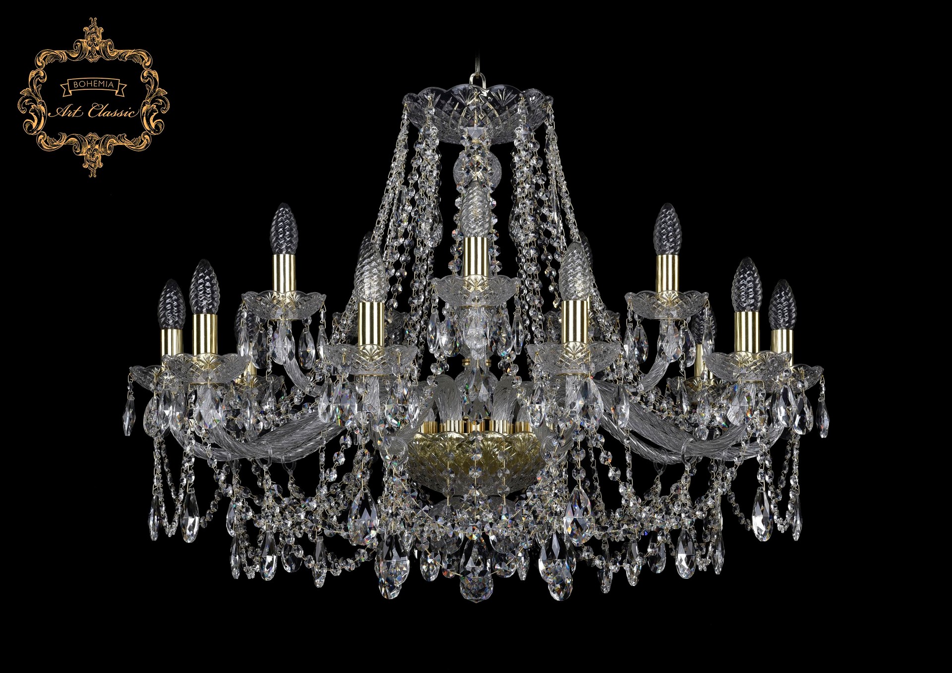 Подвесная хрустальная люстра 11.25 Art Classic 11.25.10+5.300.Gd.Sp