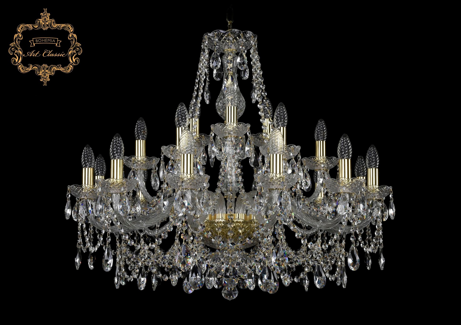 Подвесная хрустальная люстра 11.25 Art Classic 11.25.12+6+3.300.Gd.Sp