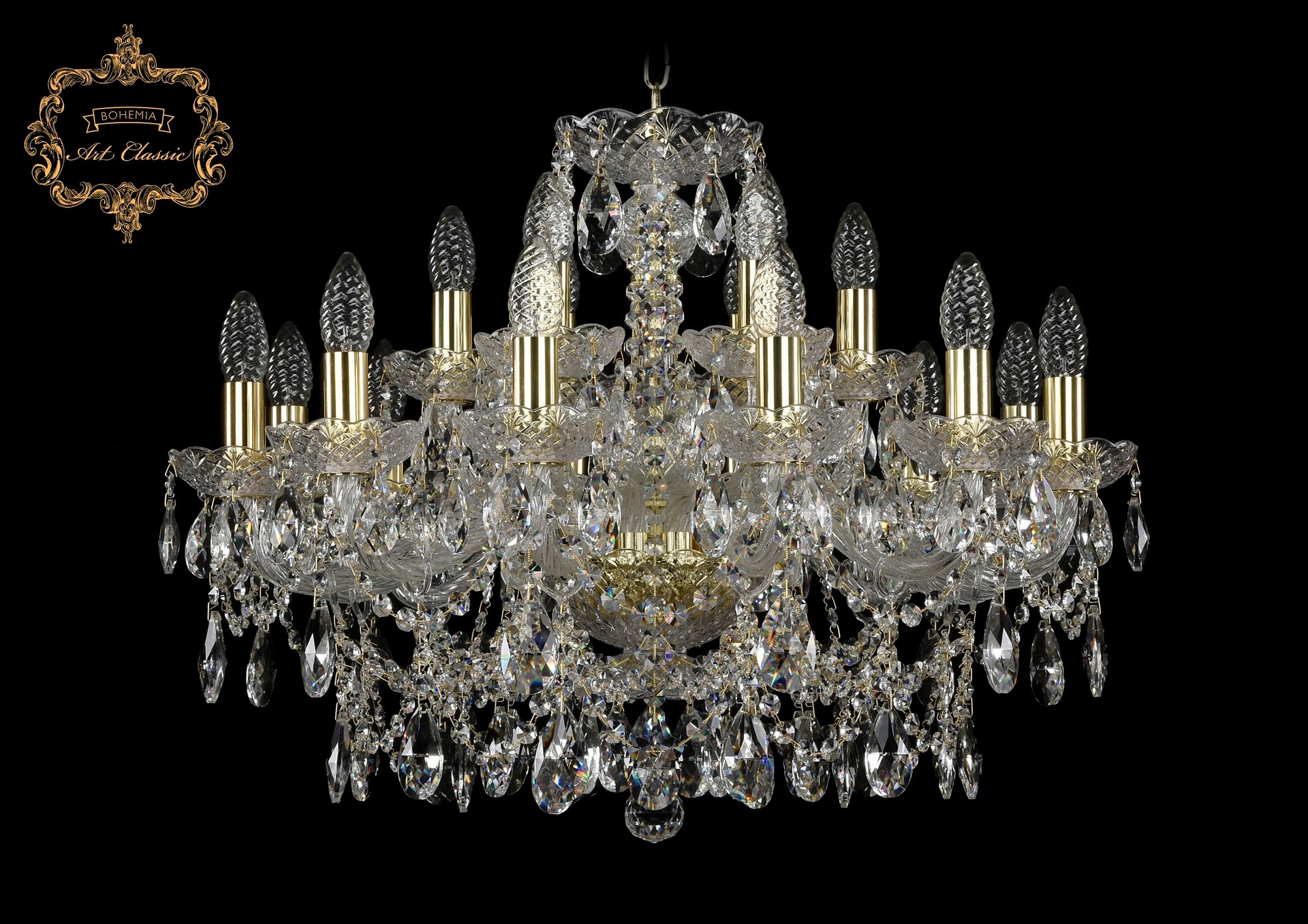 Подвесная хрустальная люстра 11.25 Art Classic 11.25.12+6.220.Gd.Sp