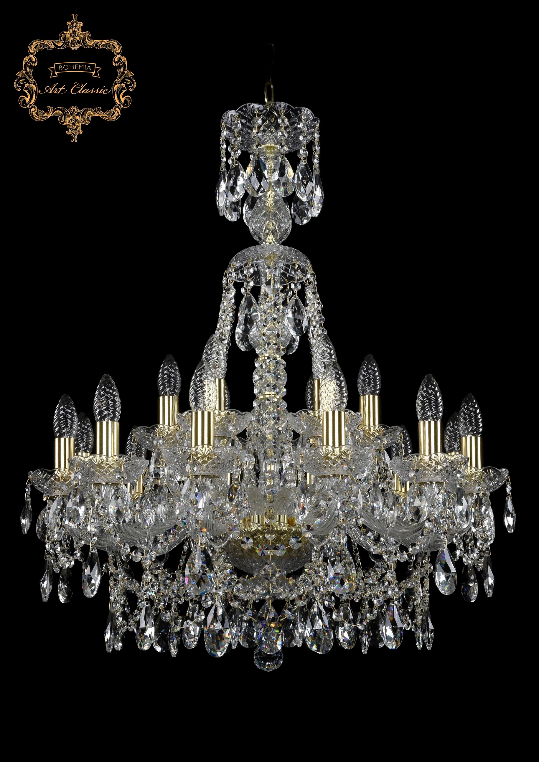 Подвесная хрустальная люстра 11.25 Art Classic 11.25.12+6.220.XL-80.Gd.Sp