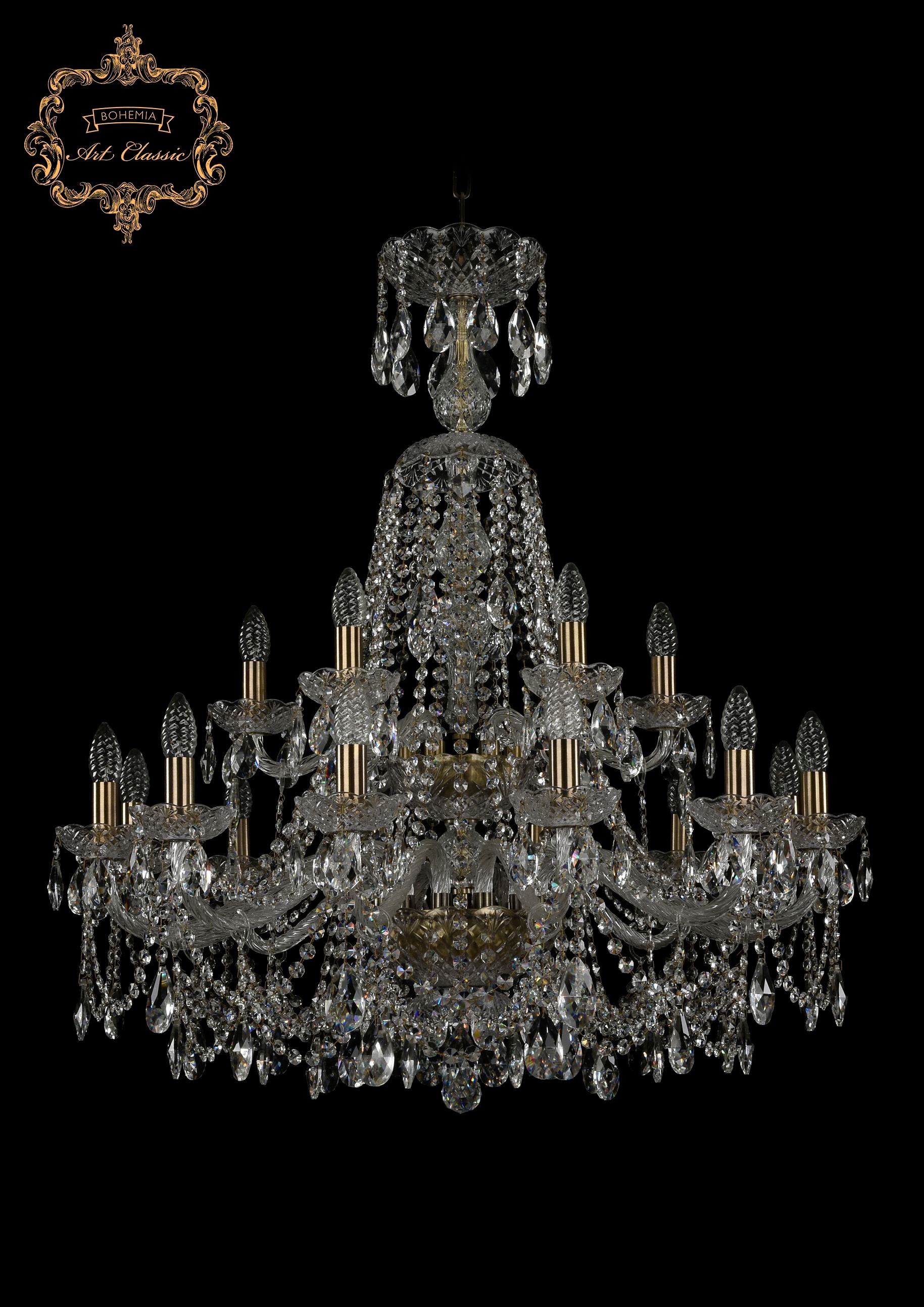 Подвесная хрустальная люстра 11.25 Art Classic 11.25.12+6.300.2d.XL-94.Br.Sp