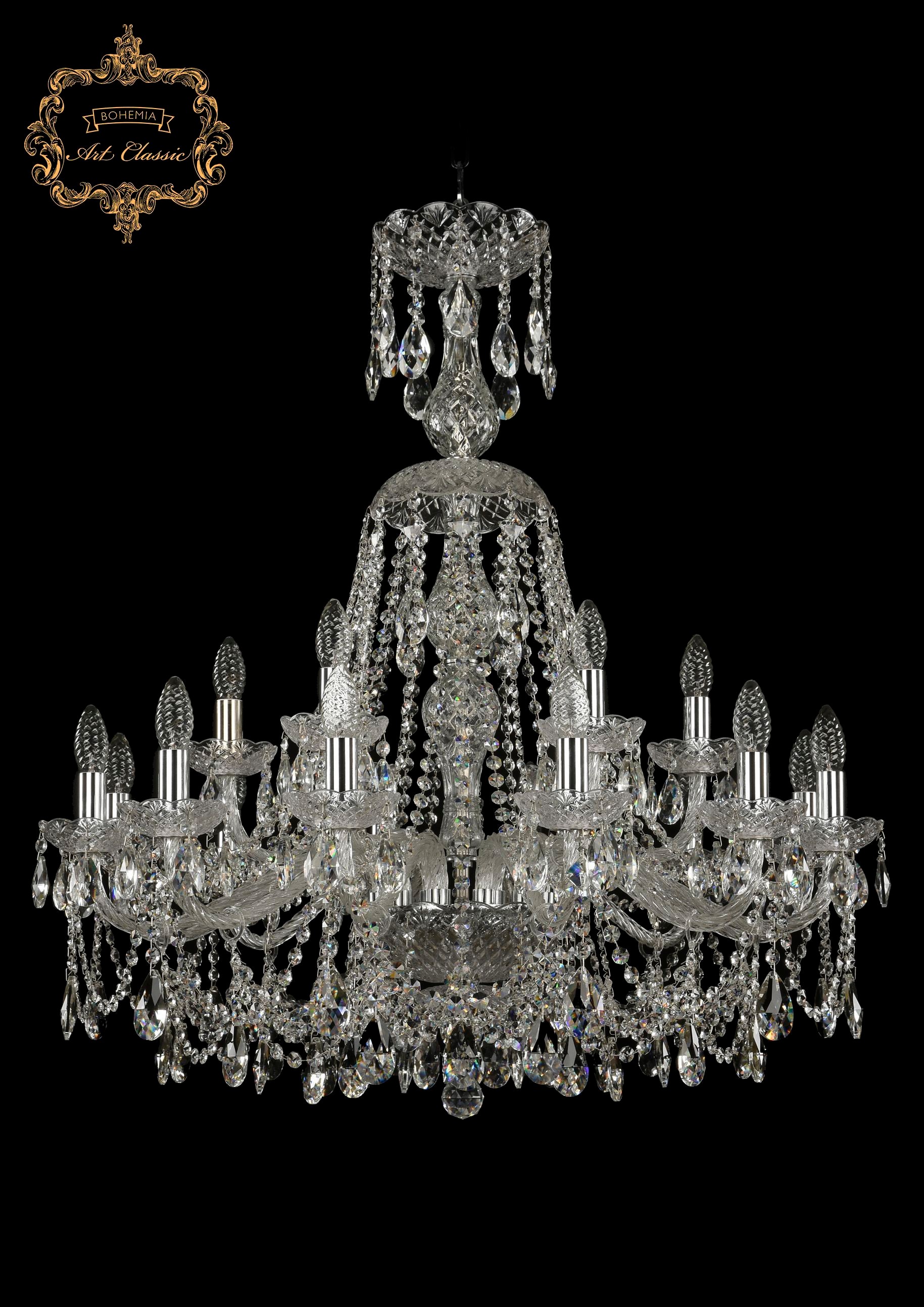 Подвесная хрустальная люстра 11.25 Art Classic 11.25.12+6.300.XL-91.Cr.Sp
