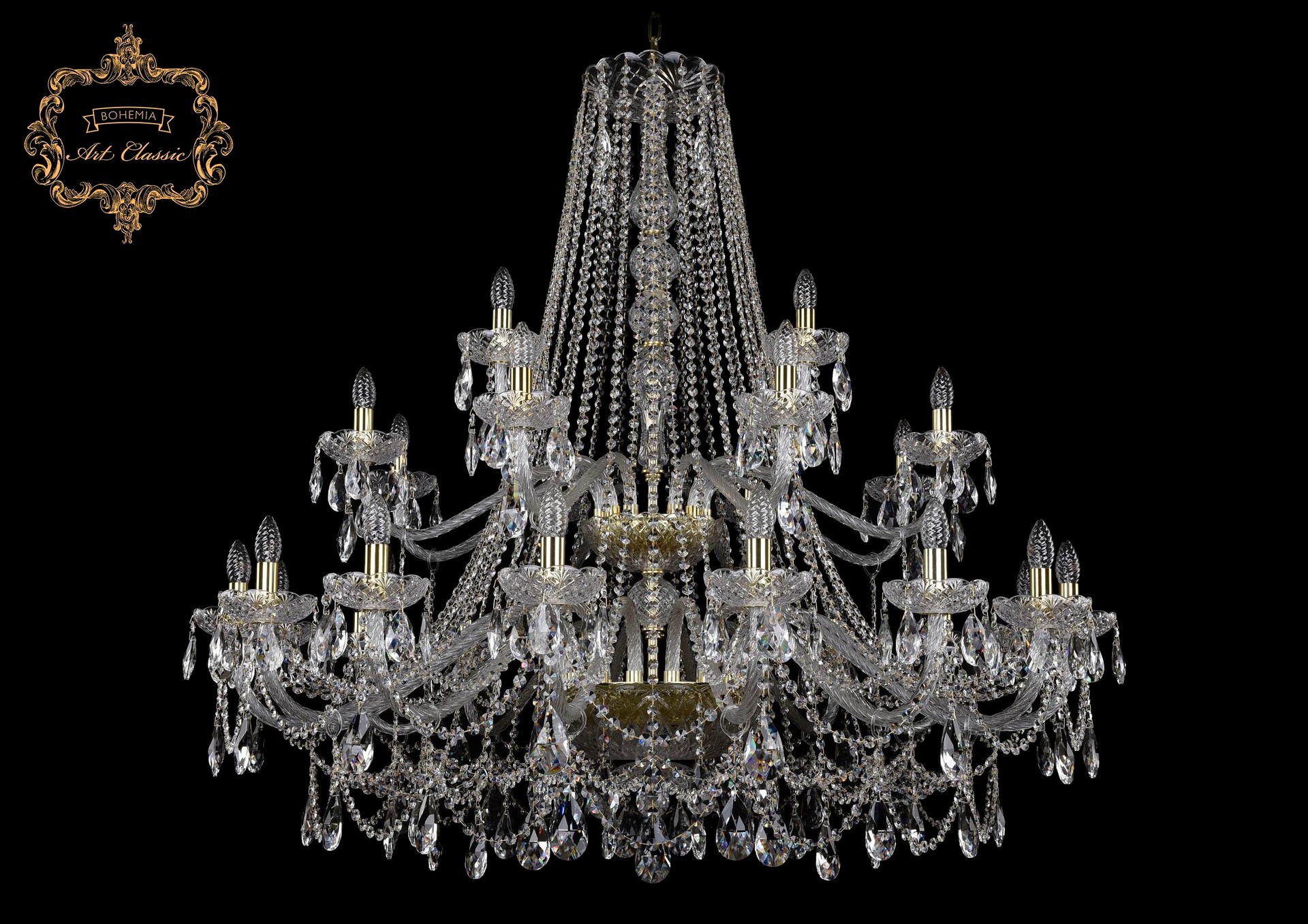 Подвесная хрустальная люстра 11.25 Art Classic 11.25.16+8+4.460.2d.Gd.Sp