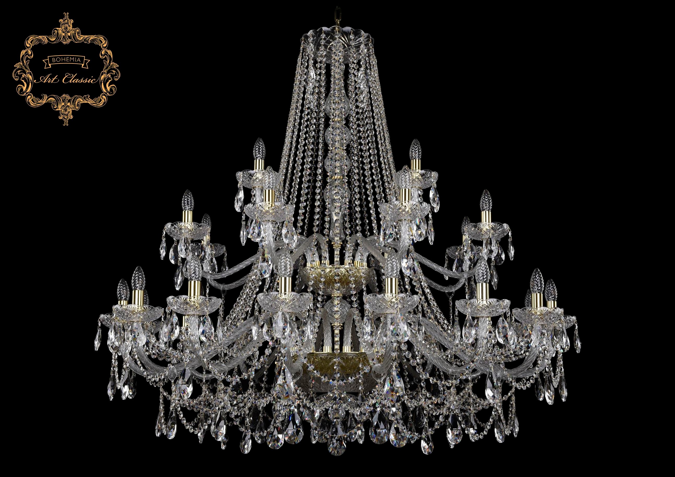 Подвесная хрустальная люстра 11.25 Art Classic 11.25.16+8+4.460.2d.Gd.Sp