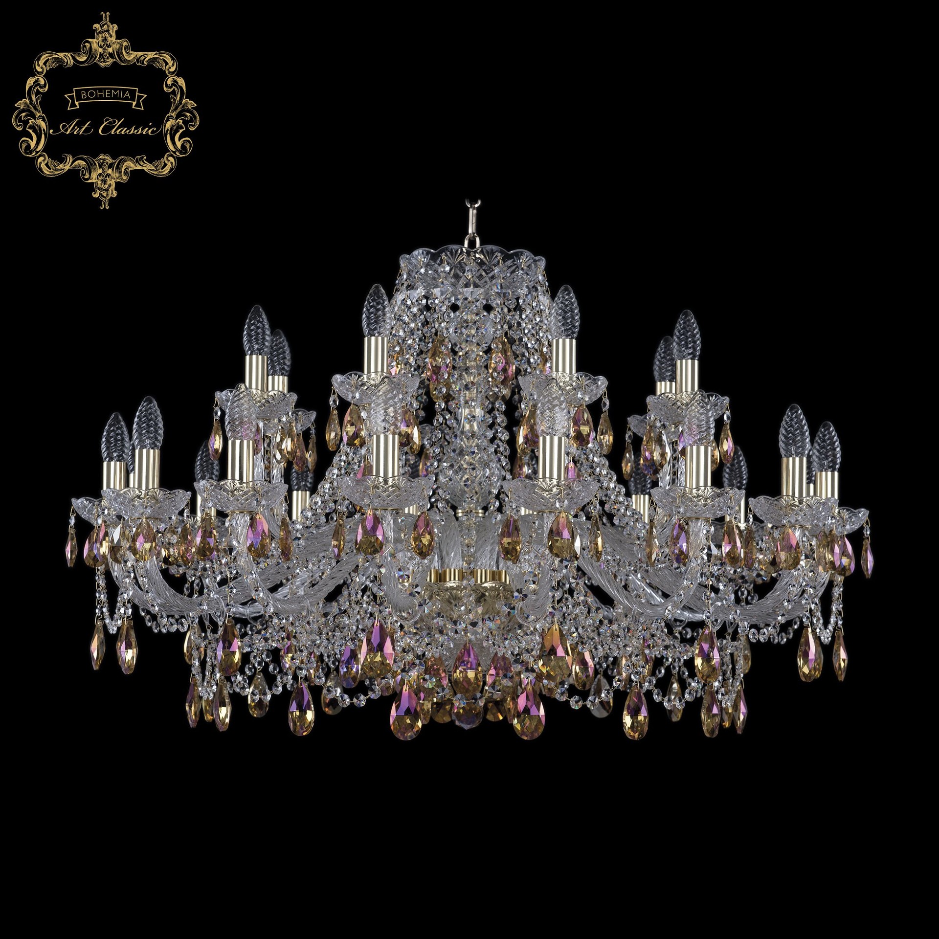 Подвесная хрустальная люстра 11.25 Art Classic 11.25.16+8.360.Gd.Sp.K777