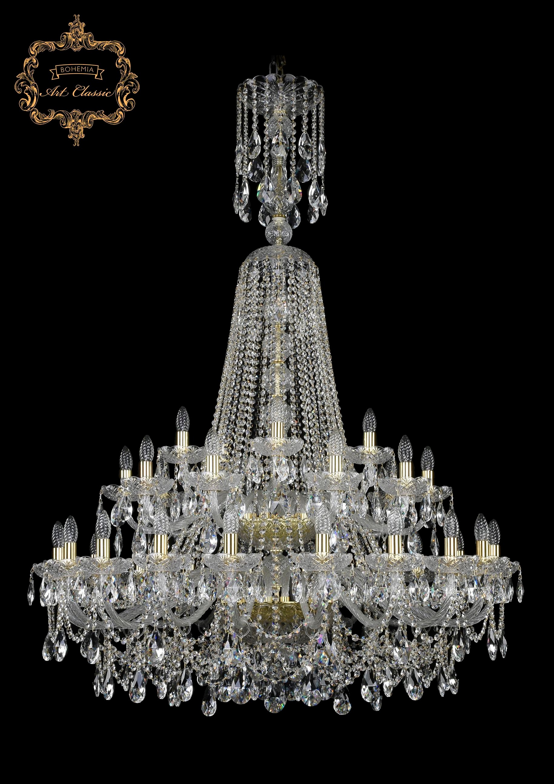 Подвесная хрустальная люстра 11.25 Art Classic 11.25.20+10+5.400.2d.XL-160.Gd.Sp