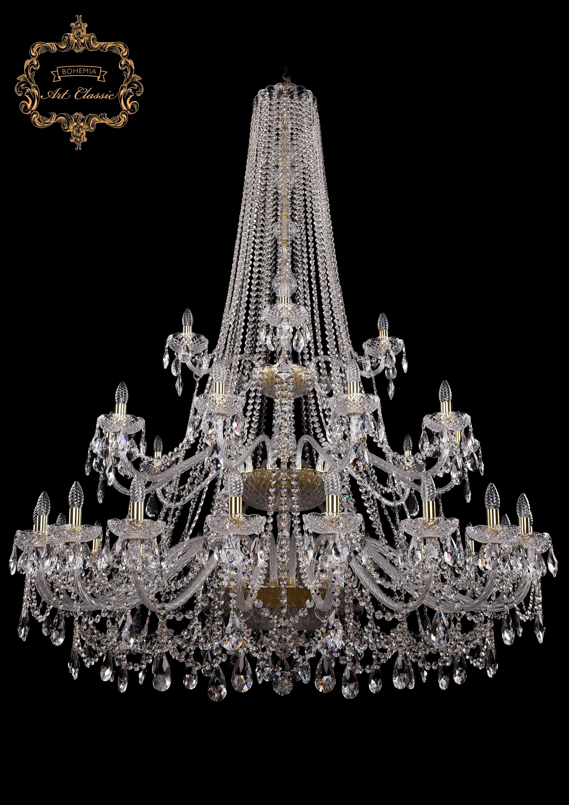 Подвесная хрустальная люстра 11.25 Art Classic 11.25.20+10+5.530.3d.h-194.Gd.Sp