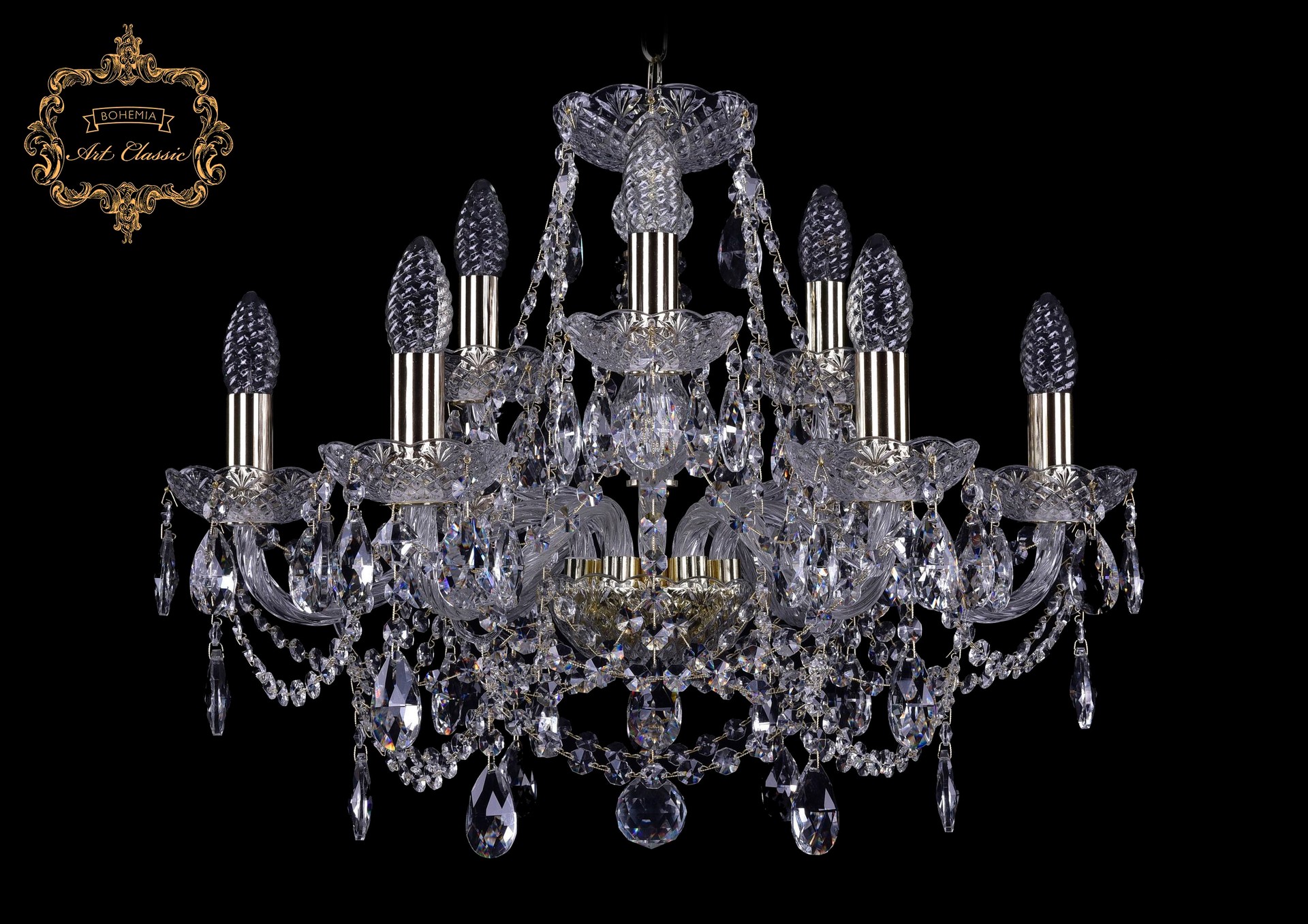 Подвесная хрустальная люстра 11.25 Art Classic 11.25.6+3.200.Gd.Sp