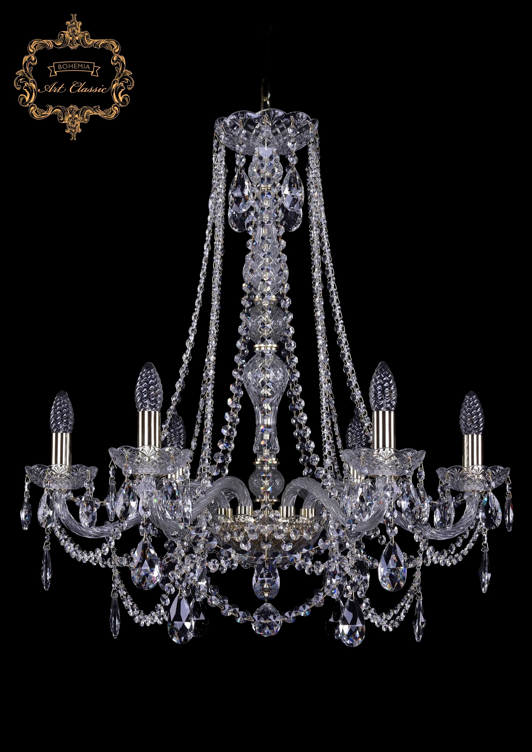 Подвесная хрустальная люстра 11.25 Art Classic 11.25.6.220.h-74.Gd.Sp