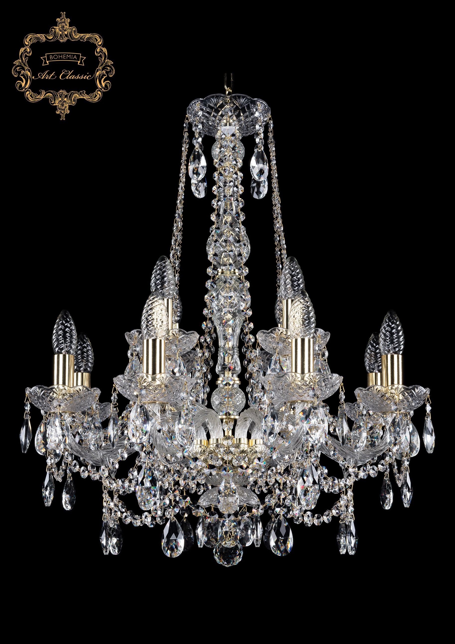 Подвесная хрустальная люстра 11.25 Art Classic 11.25.8+4.200.h-67.Gd.Sp