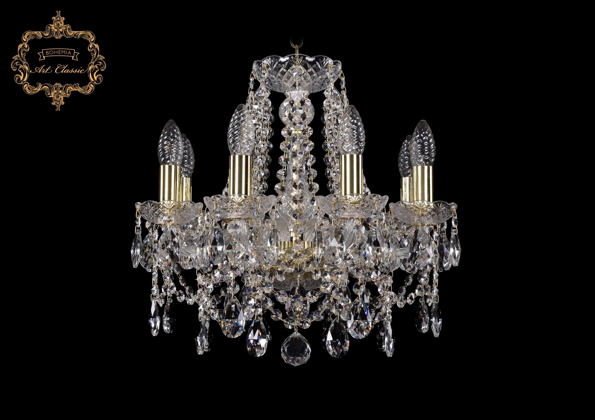Подвесная хрустальная люстра 11.25 Art Classic 11.25.8.141.Gd.Sp