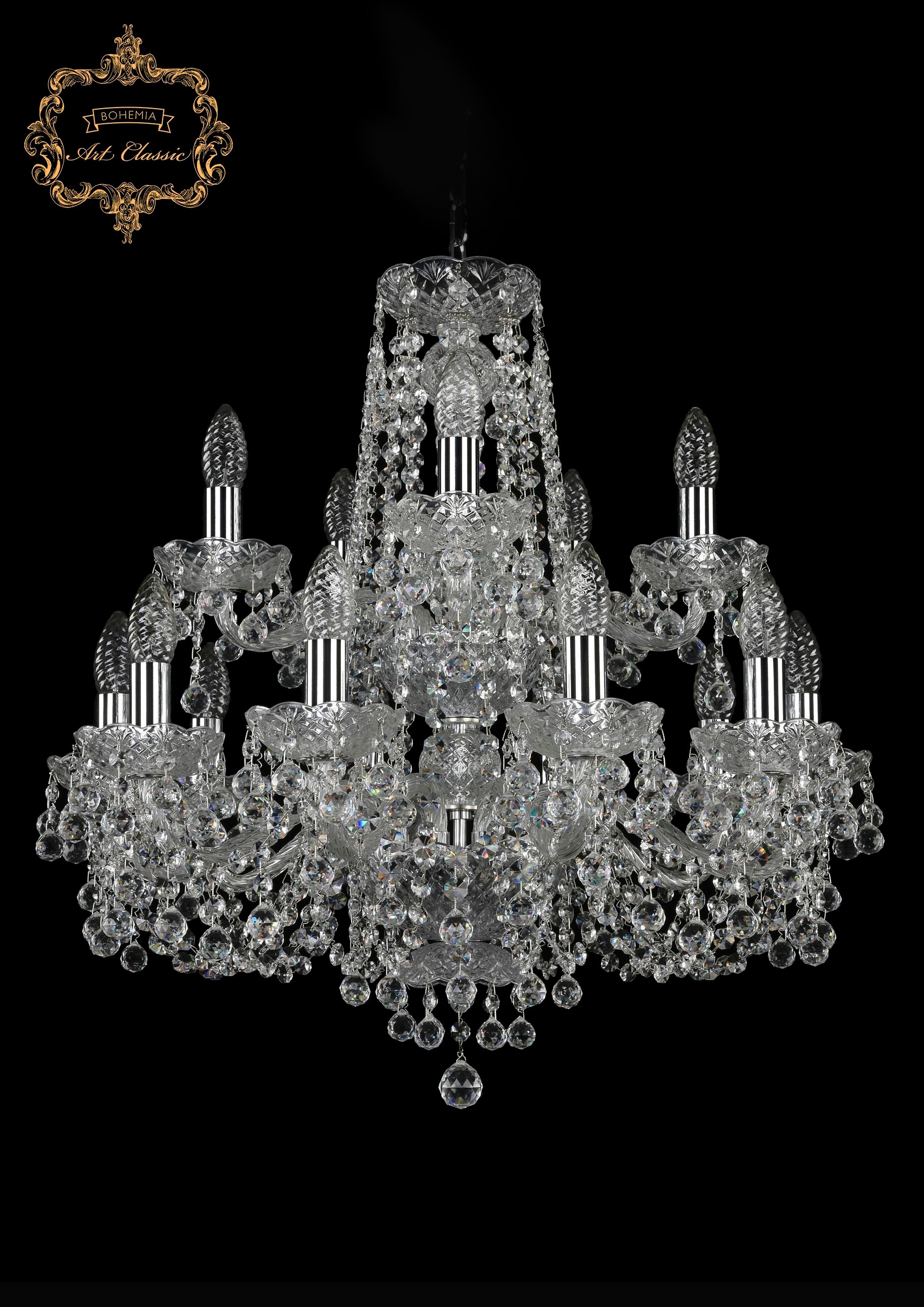 Подвесная хрустальная люстра 11.26 Art Classic 11.26.10+5.200.2d.Cr.B