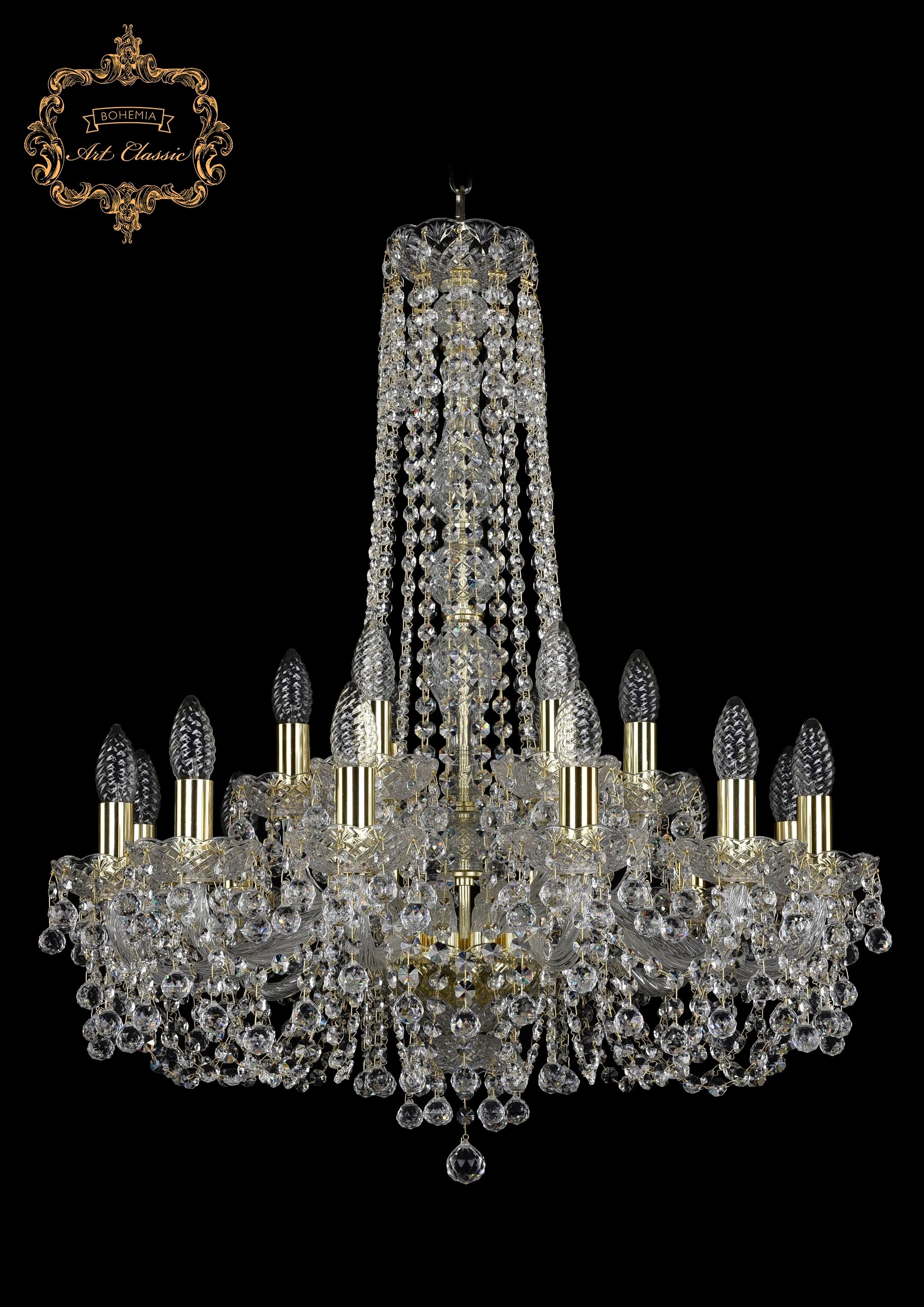 Подвесная хрустальная люстра 11.26 Art Classic 11.26.12+6.220.h-77.Gd.B