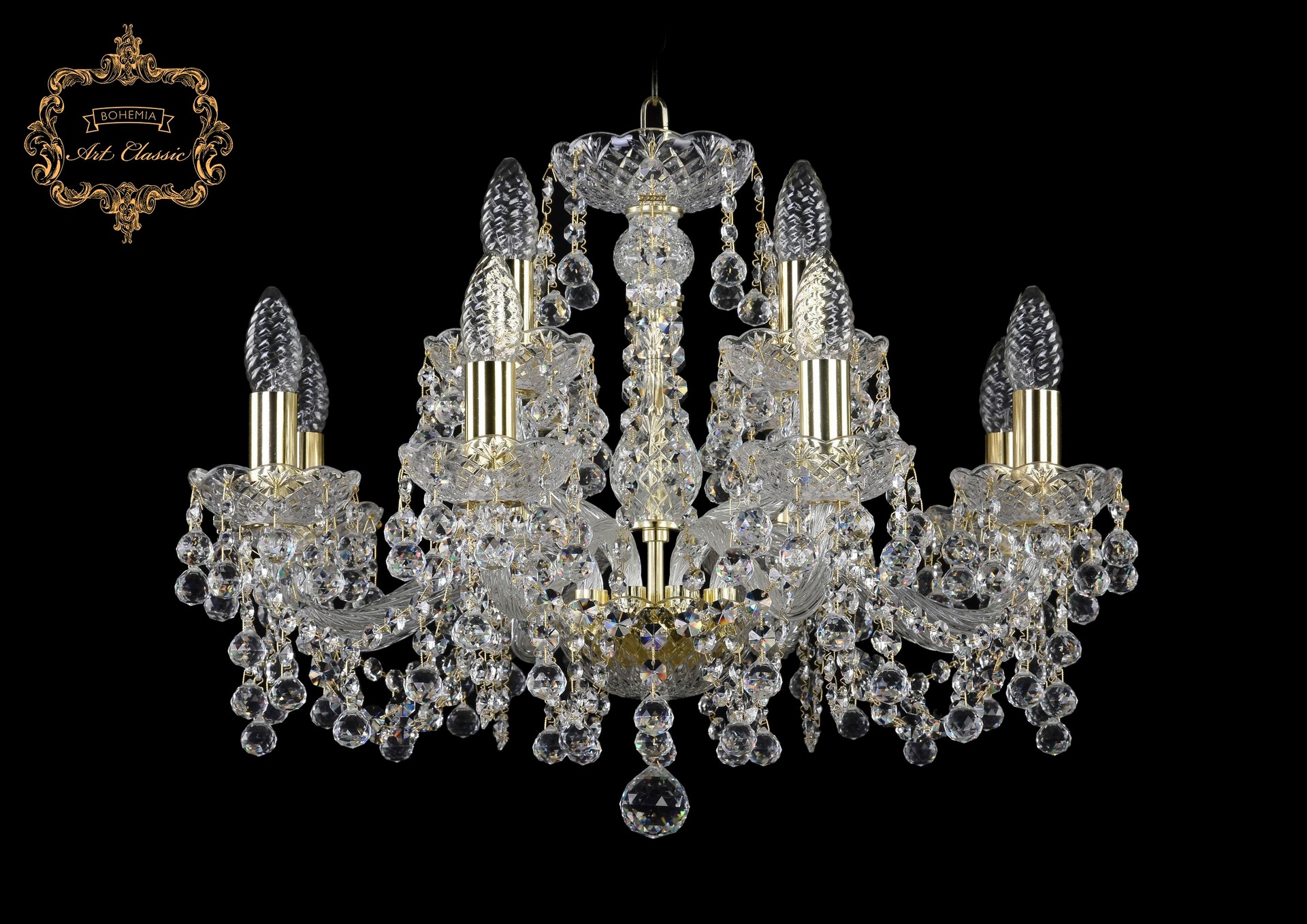 Подвесная хрустальная люстра 11.26 Art Classic 11.26.8+4.200.Gd.B