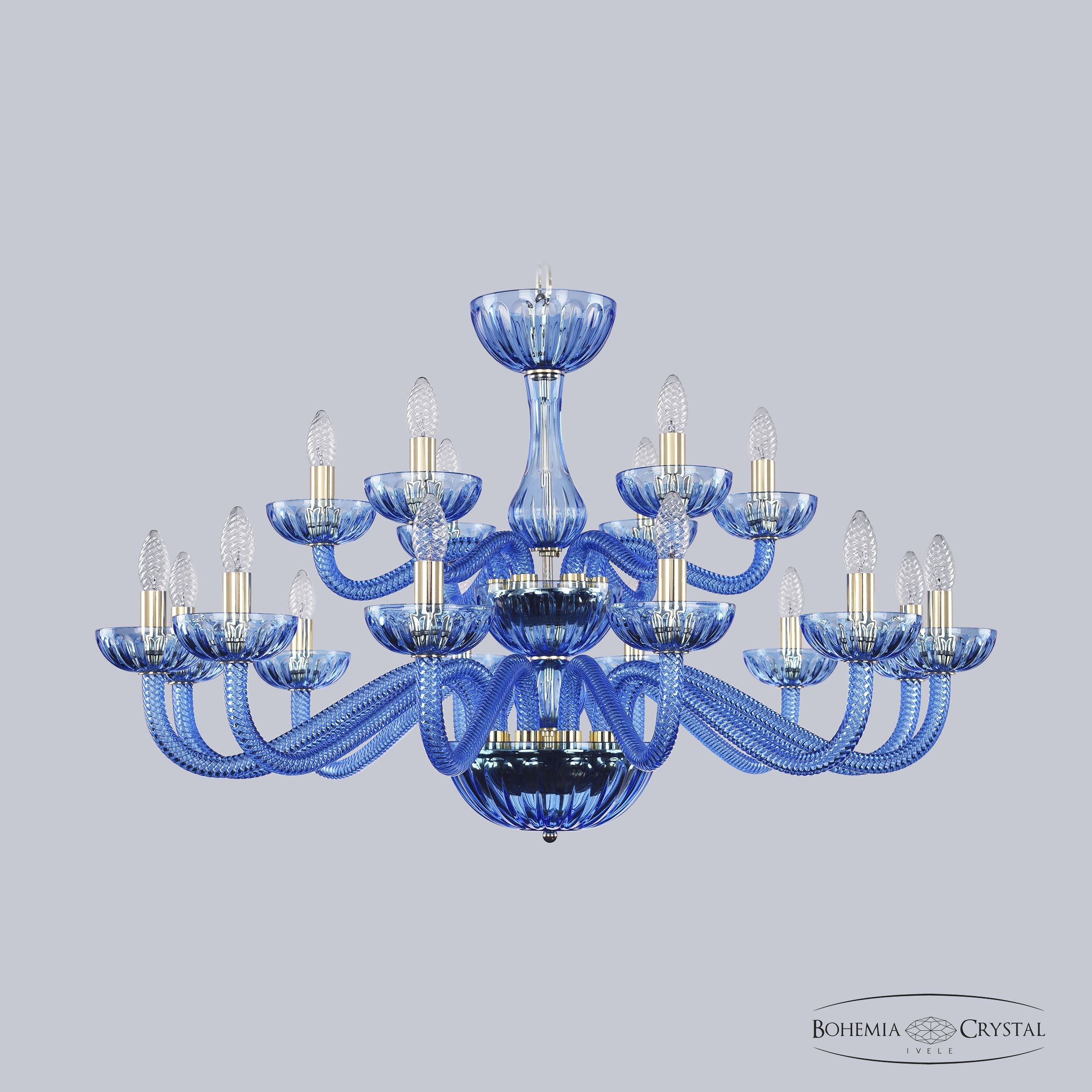 Подвесная люстра Bohemia 1311 1311/12+6/360/2d G Aq/Aquamarine/M-1H