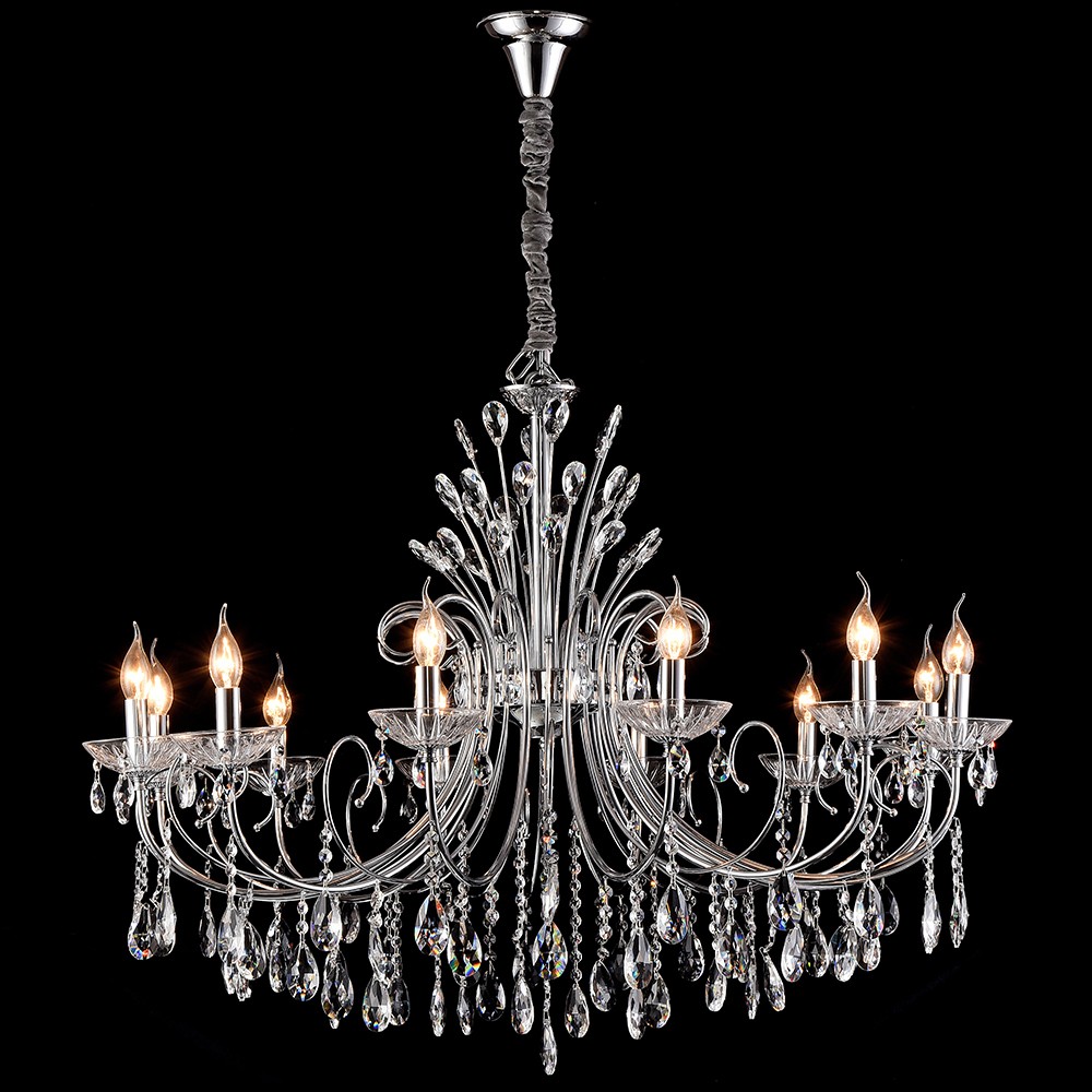 Подвесная хрустальная люстра Хлоя Lumien Hall 0015/12P-CR