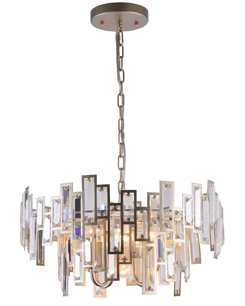 Подвесная хрустальная люстра Энвер Lumien Hall 0004/5P-SRGD-CL